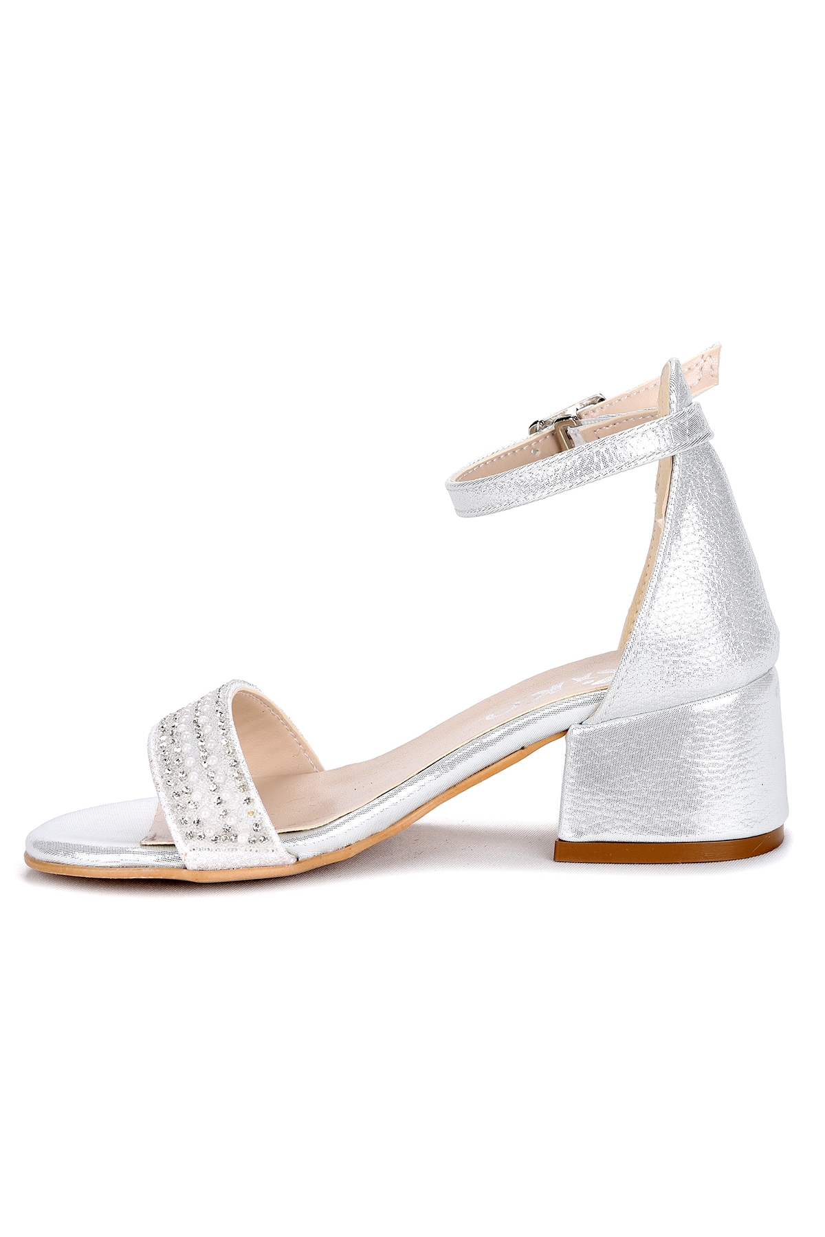 Elinor Günlük Kız Çocuk 3 Cm Topuklu Sandalet Abiye Ayakkabı Gümüş - Görsel 6