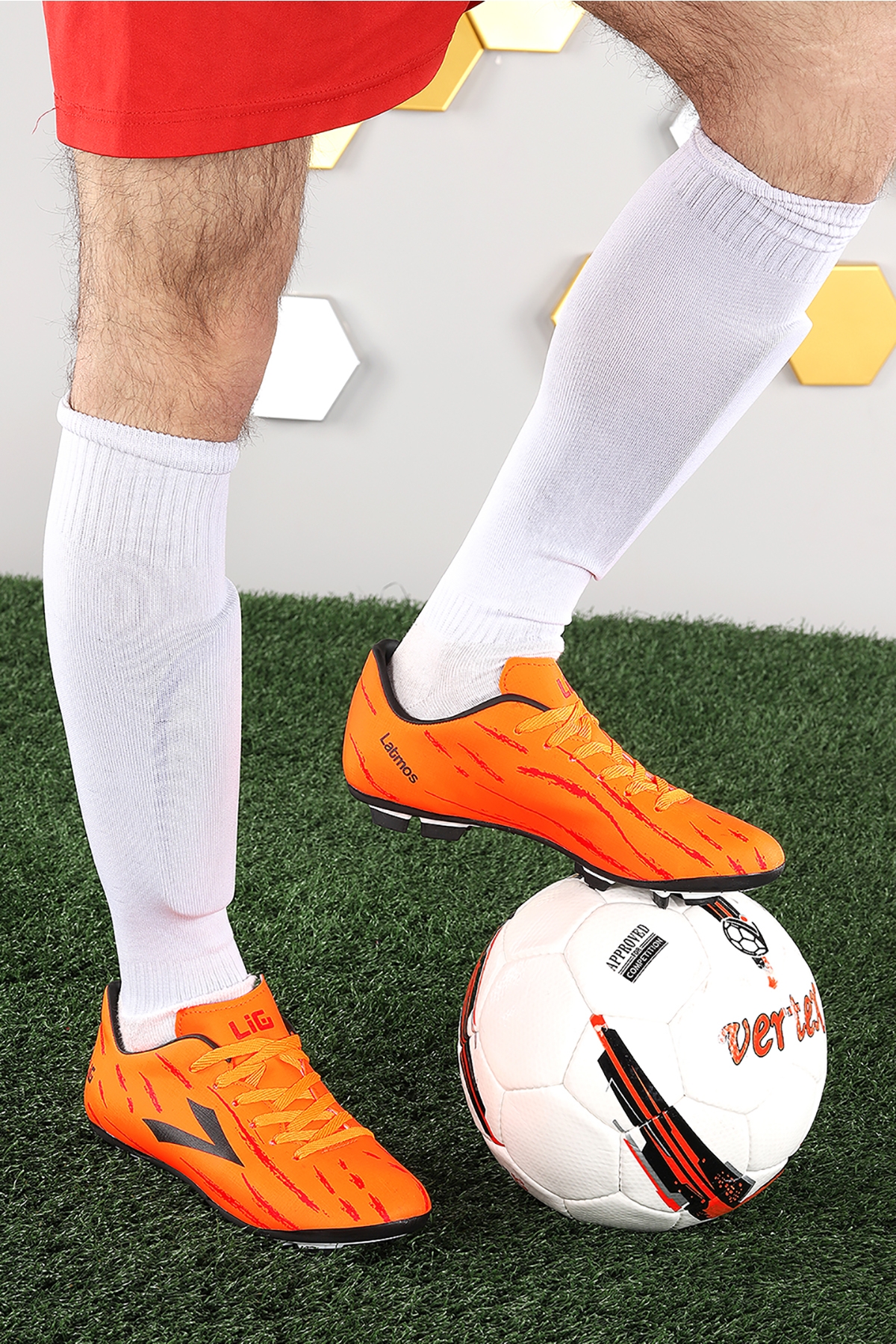 Latmos KM Krampon Çim Saha Erkek Futbol Ayakkabı Turuncu - Görsel 3