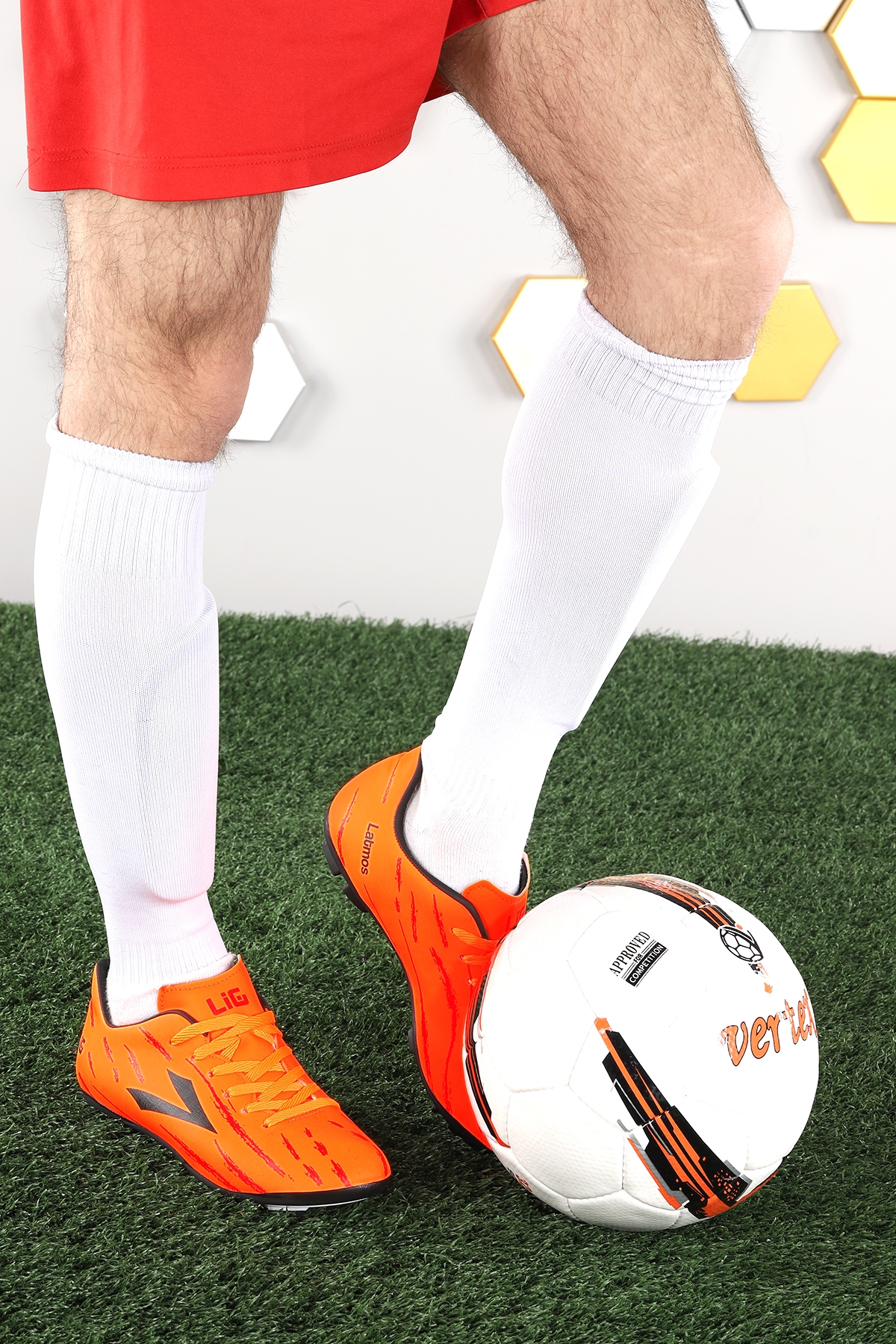 Latmos KM Krampon Çim Saha Erkek Futbol Ayakkabı Turuncu - Görsel 4