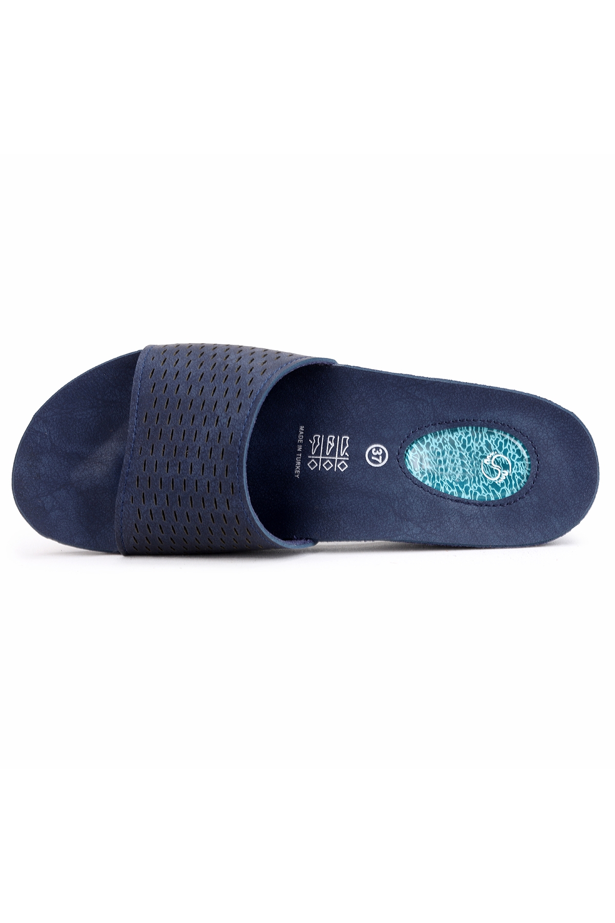 Günlük 4 Cm Topuklu Jelli Kadın Terlik Ary 68-791 Lacivert - Görsel 7
