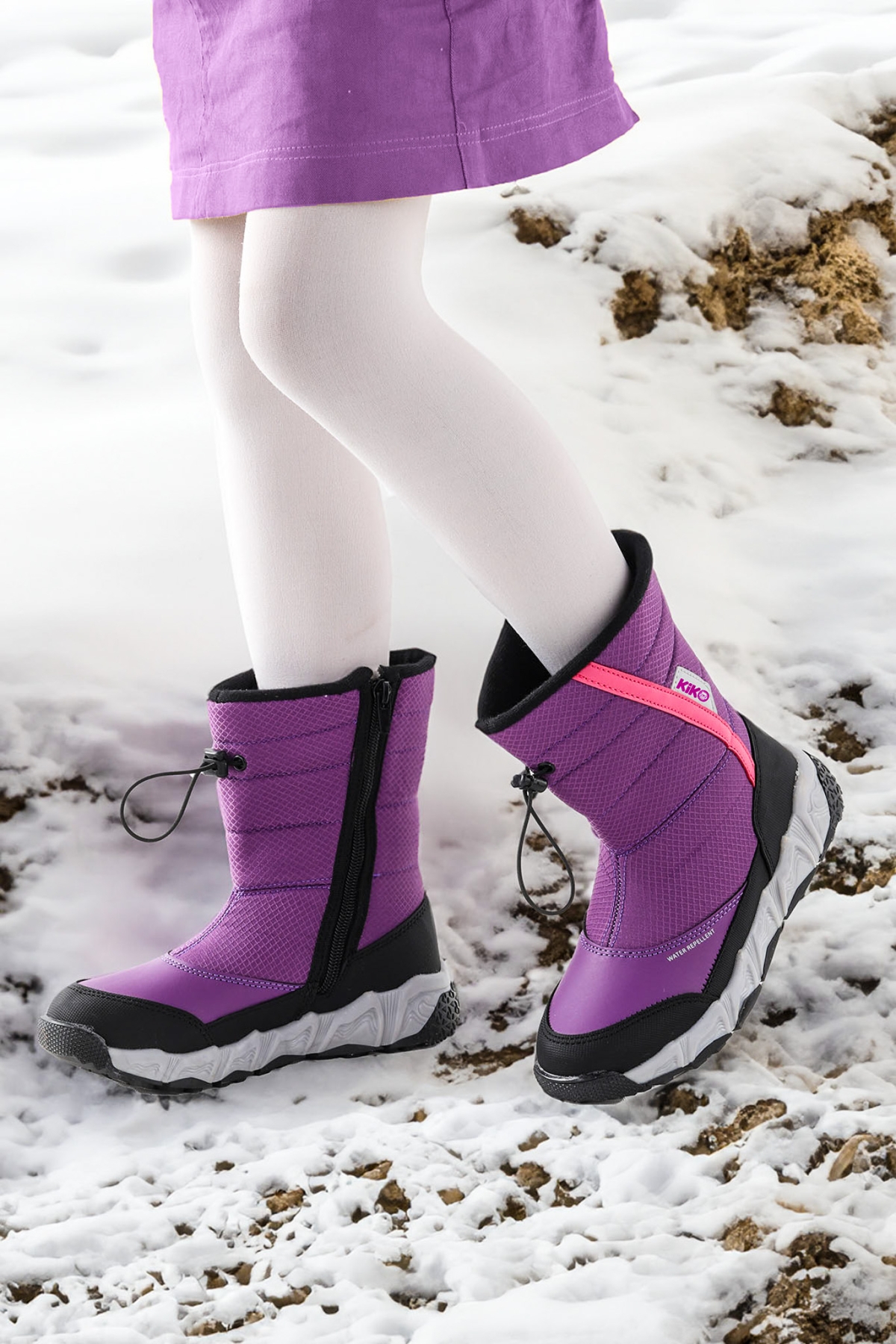 Molina Suya Dayanıklı Fermuarlı Kız Çocuk Kar Bot Ayakkabı Mor - Görsel 3