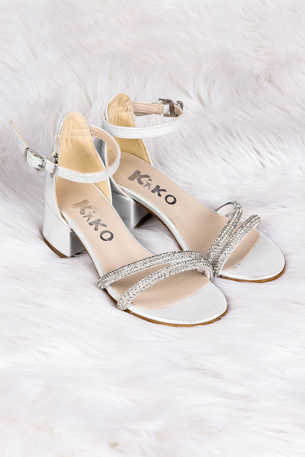 Sarer Taşlı Kız Çocuk 3 Cm Topuklu Sandalet Abiye Ayakkabı Sedef - Görsel 4