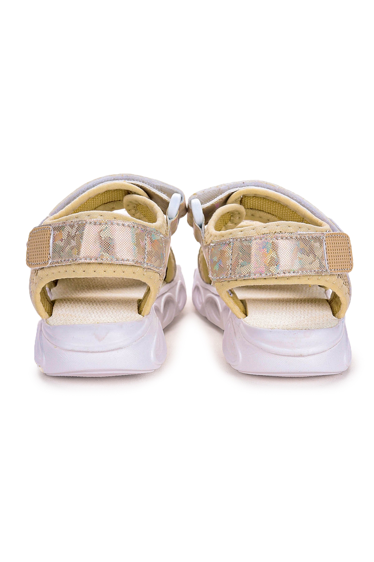 Kivu Hologram Işıklı Kız Çocuk Cırtlı Sandalet Ayakkabı Sedef - Görsel 5