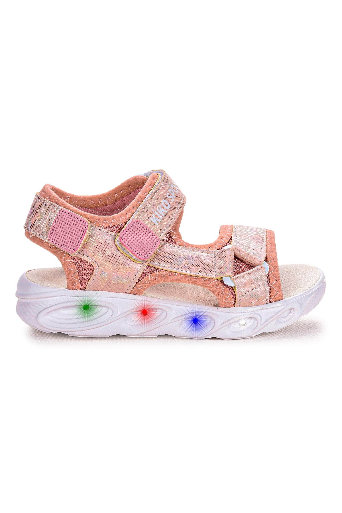 Kiko Kids Kiko Kids Pembe 133 Hologram Işıklı Kız Çocuk Cırtlı Sandalet Ayakkabı Pudra Sandalet & Terlik | Flo Pembe - 2. görsel
