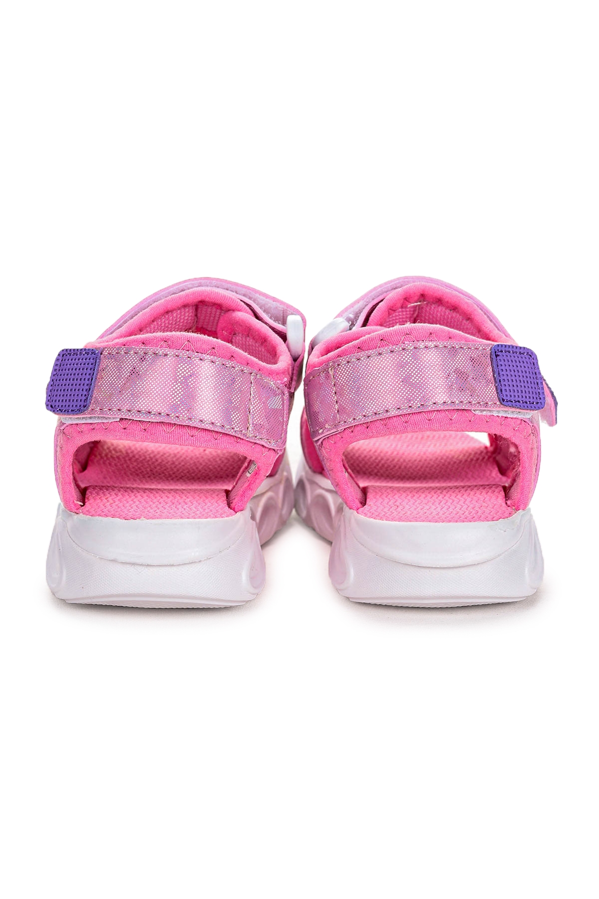 133 Hologram Işıklı Kız Çocuk Cırtlı Sandalet Ayakkabı Pembe - Görsel 5