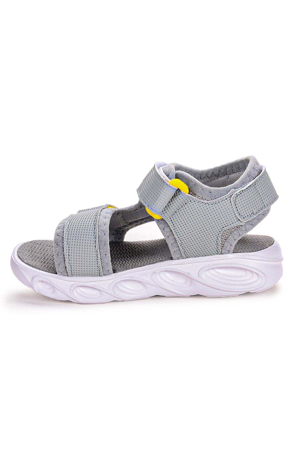 Tisu Işıklı Erkek Çocuk Cırtlı Sandalet Ayakkabı Açık Gri - Görsel 3