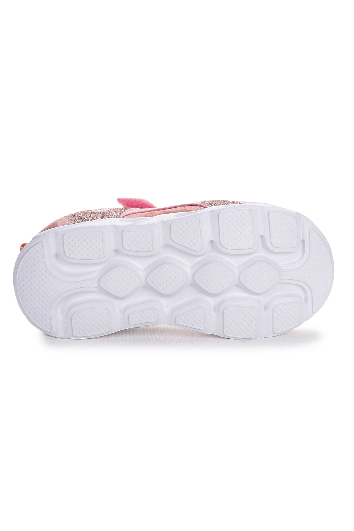 102 Simli Işıklı Kız Çocuk Cırtlı Sandalet Ayakkabı Pudra - Görsel 6