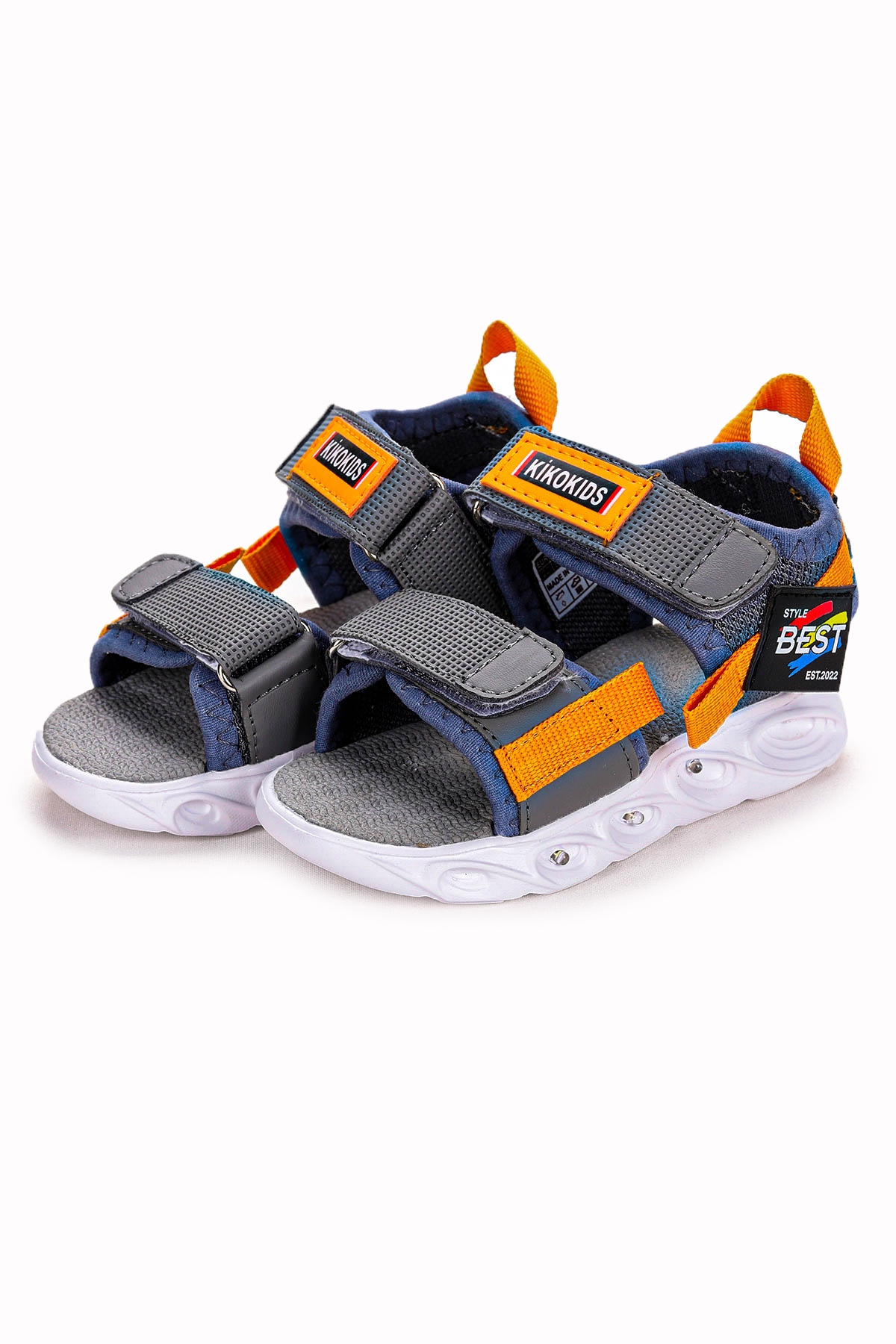 Best Işıklı Kız/Erkek Çocuk Cırtlı Sandalet Ayakkabı Füme - Görsel 4