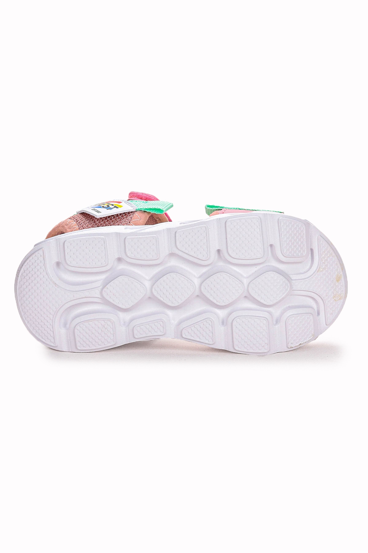 100 Işıklı Kız Çocuk Cırtlı Sandalet Ayakkabı 100 Pudra - Yeşil - Görsel 6
