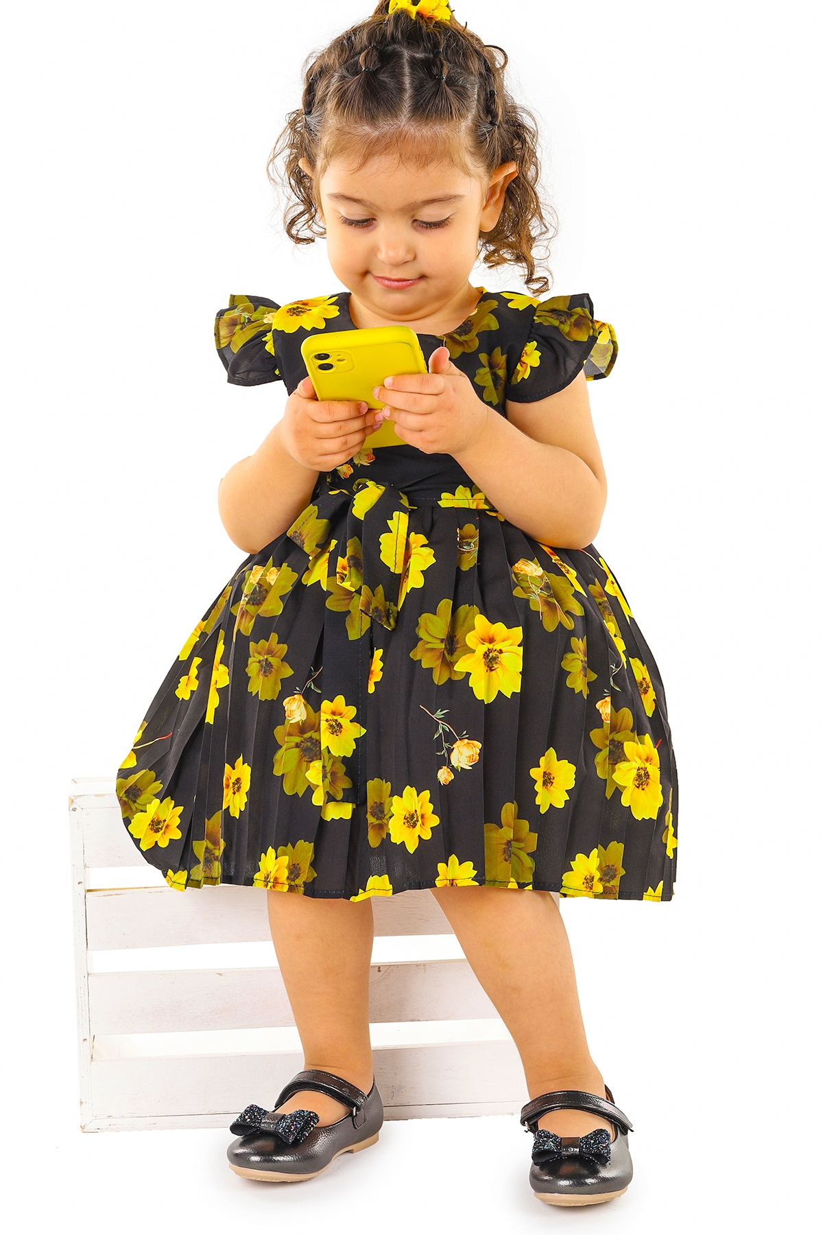 Babe Vakko Cırtlı Fiyonklu Kız Çocuk Babet Ayakkabı Platin - Görsel 3