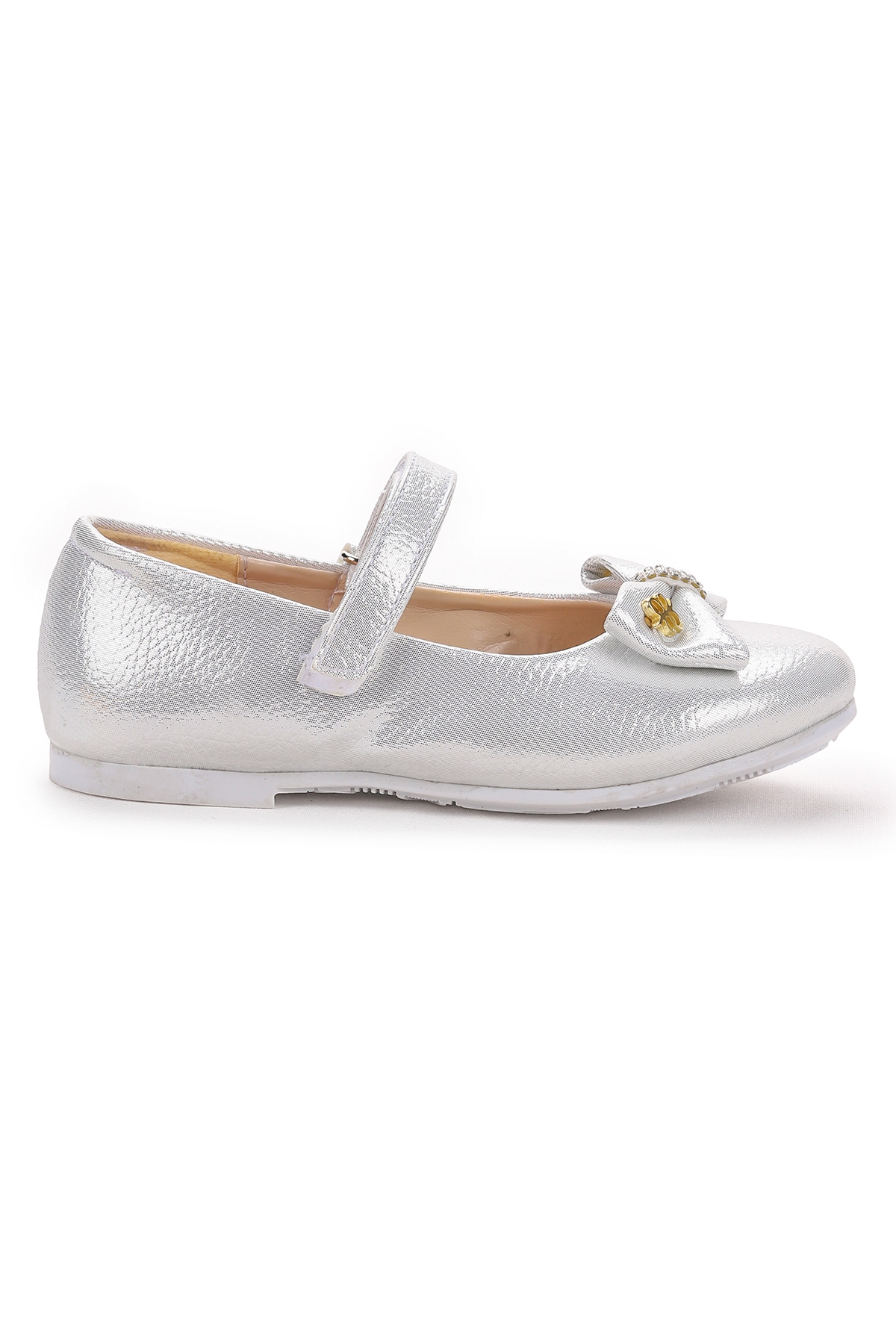 Withbow Vakko Cırtlı Fiyonklu Kız Çocuk Babet Ayakkabı Sedef - Görsel 5
