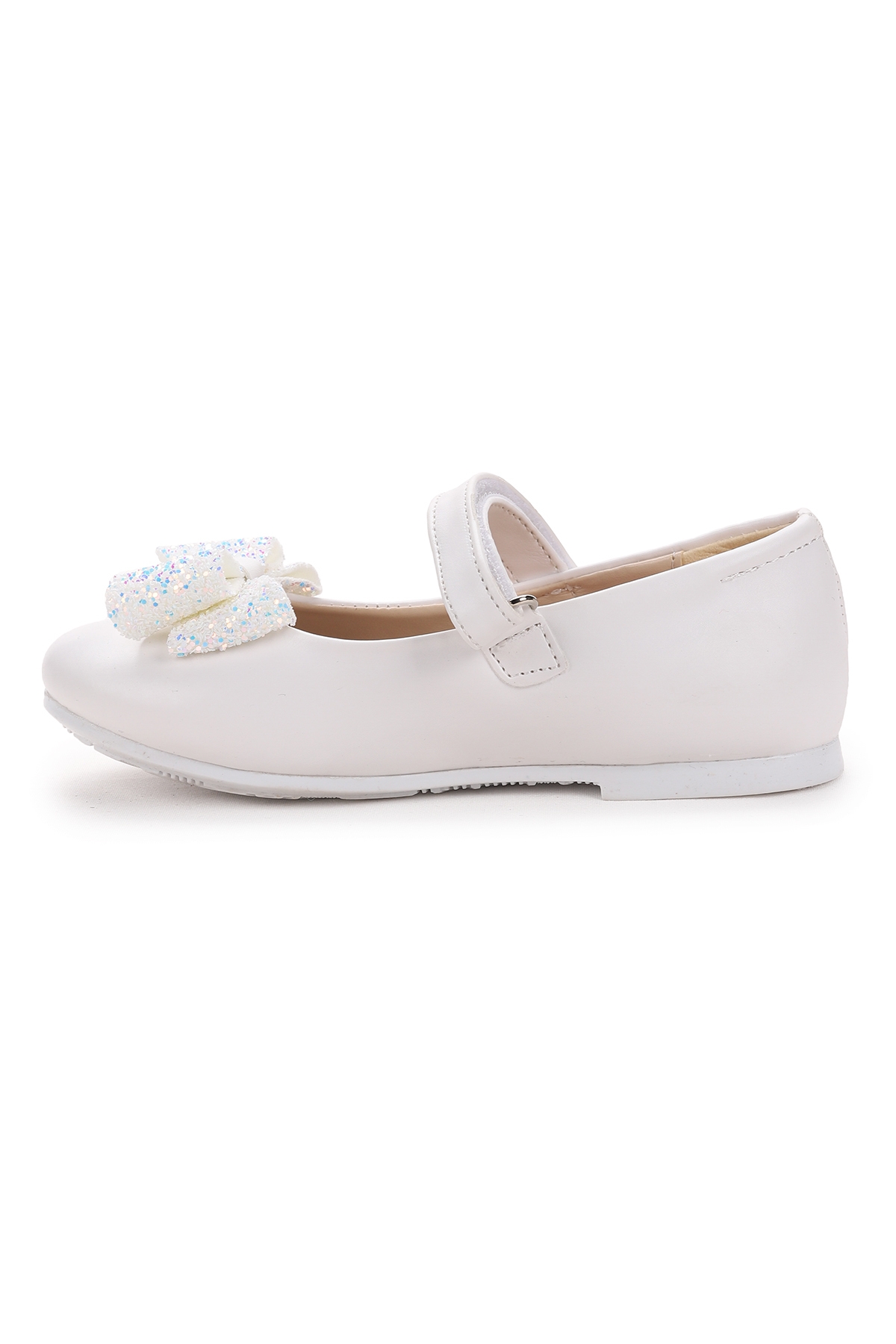 Babe Cilt Cırtlı Fiyonklu Kız Çocuk Babet Ayakkabı Beyaz - Görsel 6