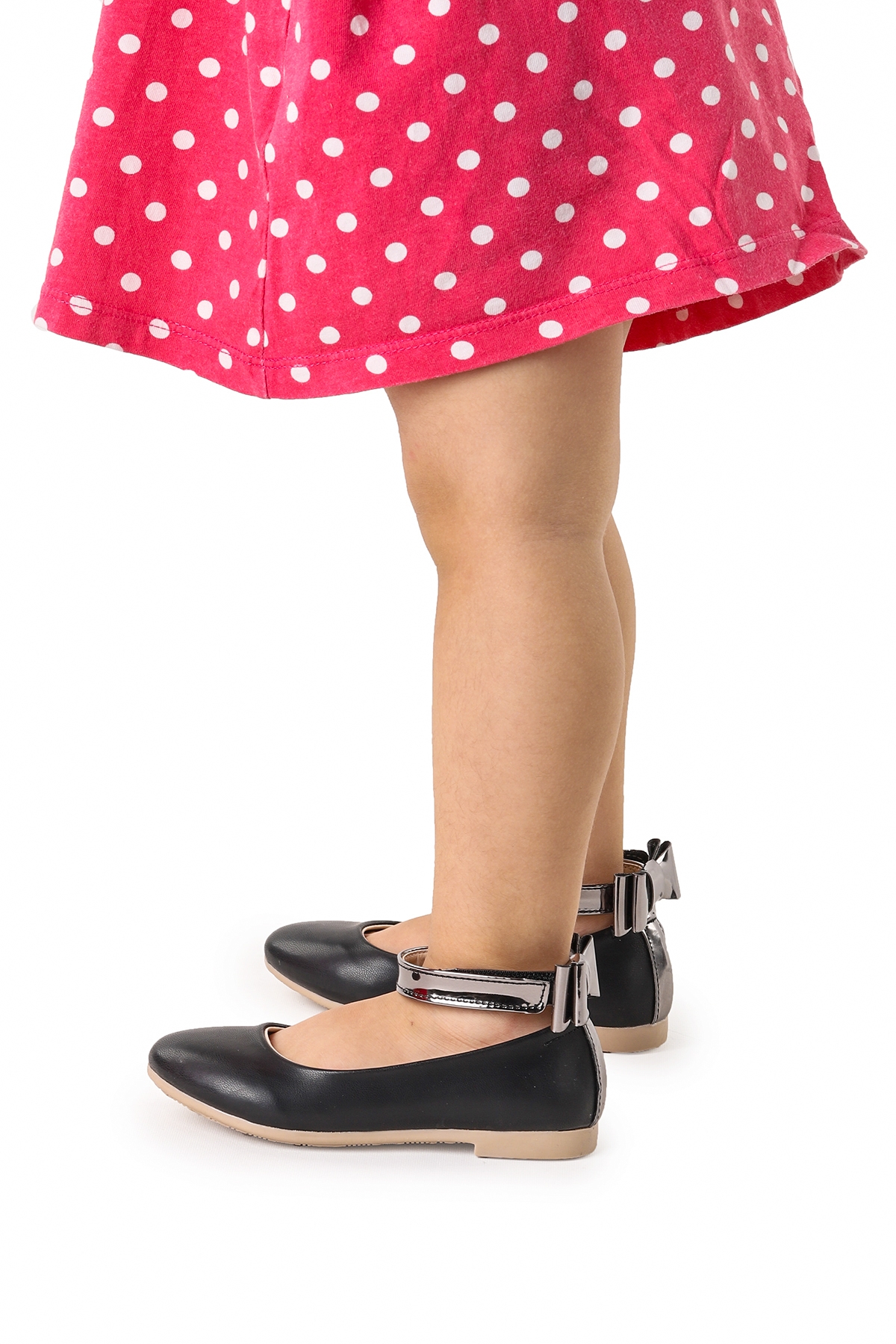 Ankle Cilt Cırtlı Kız Çocuk Fiyonklu Babet Ayakkabı Bilekten Bağlamalı Siyah - Görsel 4