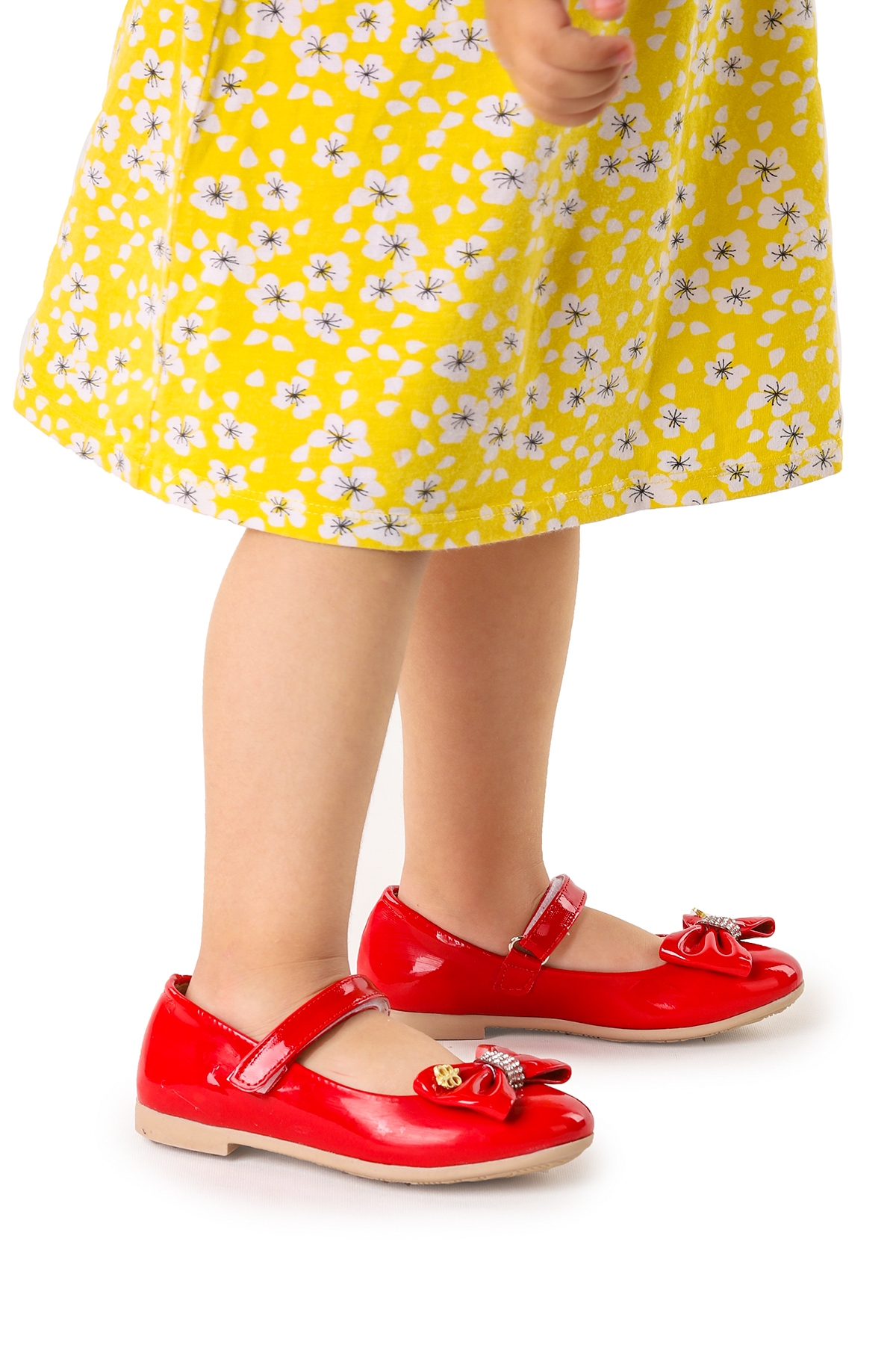 Withbow Rugan Cırtlı Fiyonklu Kız Çocuk Babet Ayakkabı Kırmızı - Görsel 4