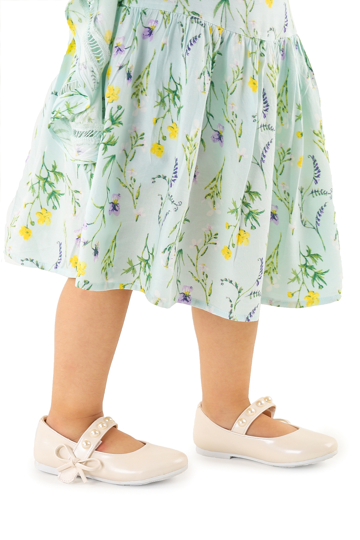 Bareti Cilt İncili Günlük Cırtlı Kız Çocuk Babet Ayakkabı Sedef - Görsel 2