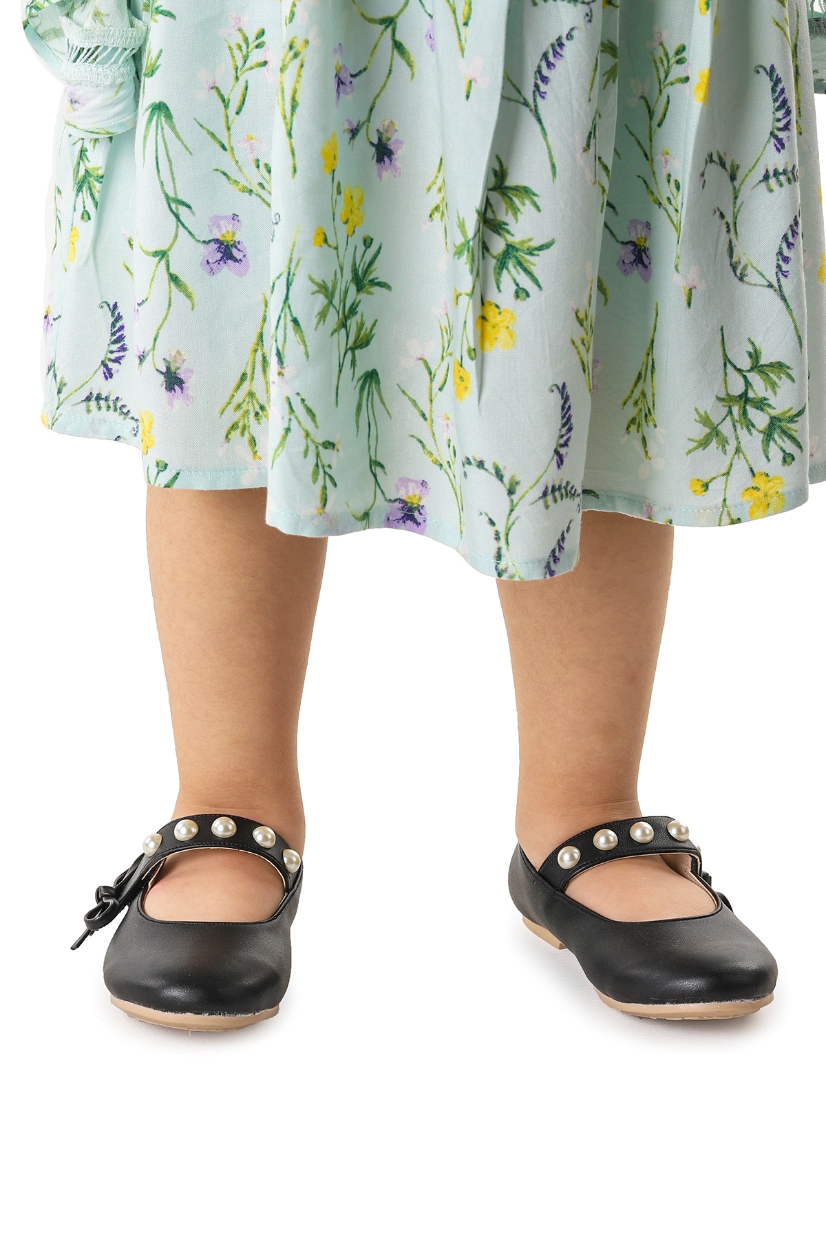 Bareti Cilt İncili Günlük Cırtlı Kız Çocuk Babet Ayakkabı Siyah - Görsel 3