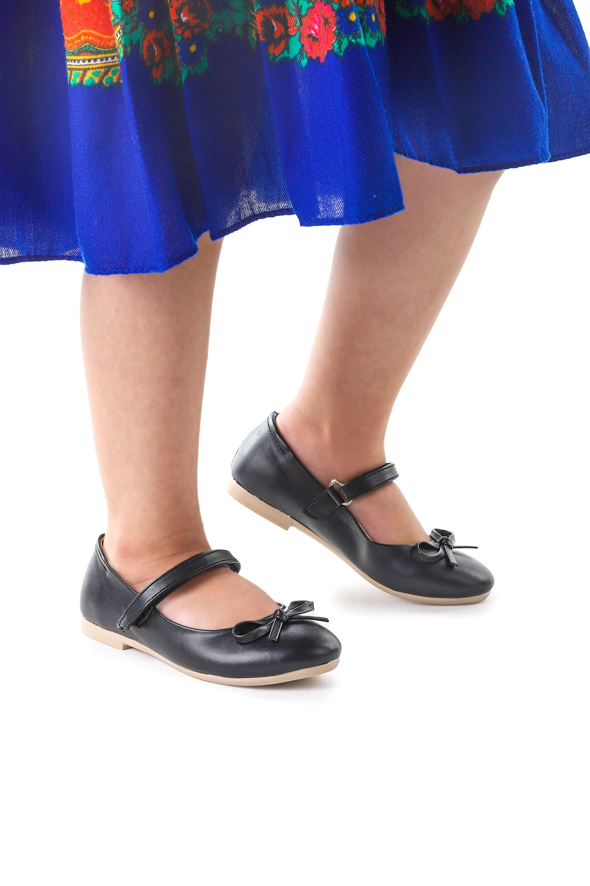 Barbe Cilt Fiyonklu Cırtlı Kız Çocuk Babet Ayakkabı Siyah - Görsel 4