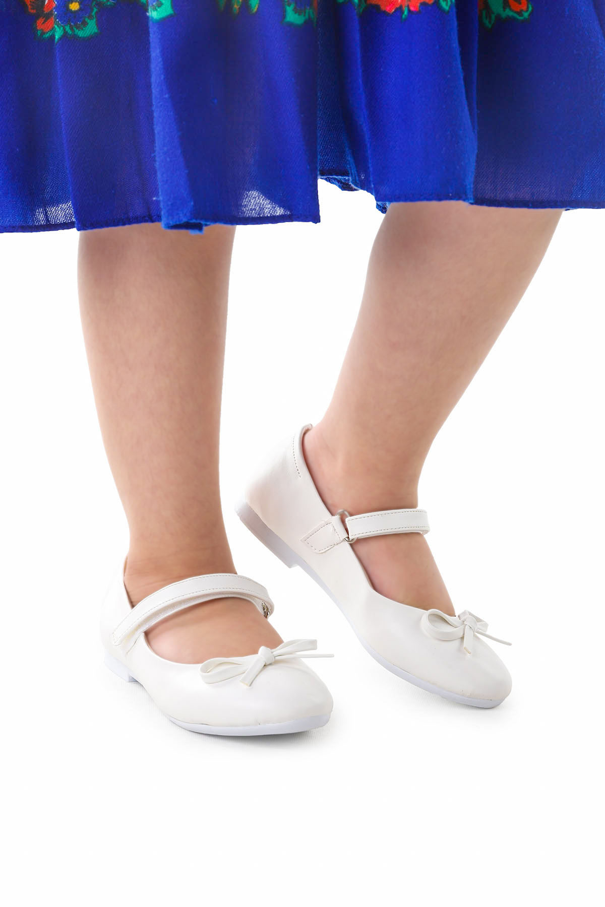 Barbe Cilt Fiyonklu Cırtlı Kız Çocuk Babet Ayakkabı Beyaz - Görsel 4