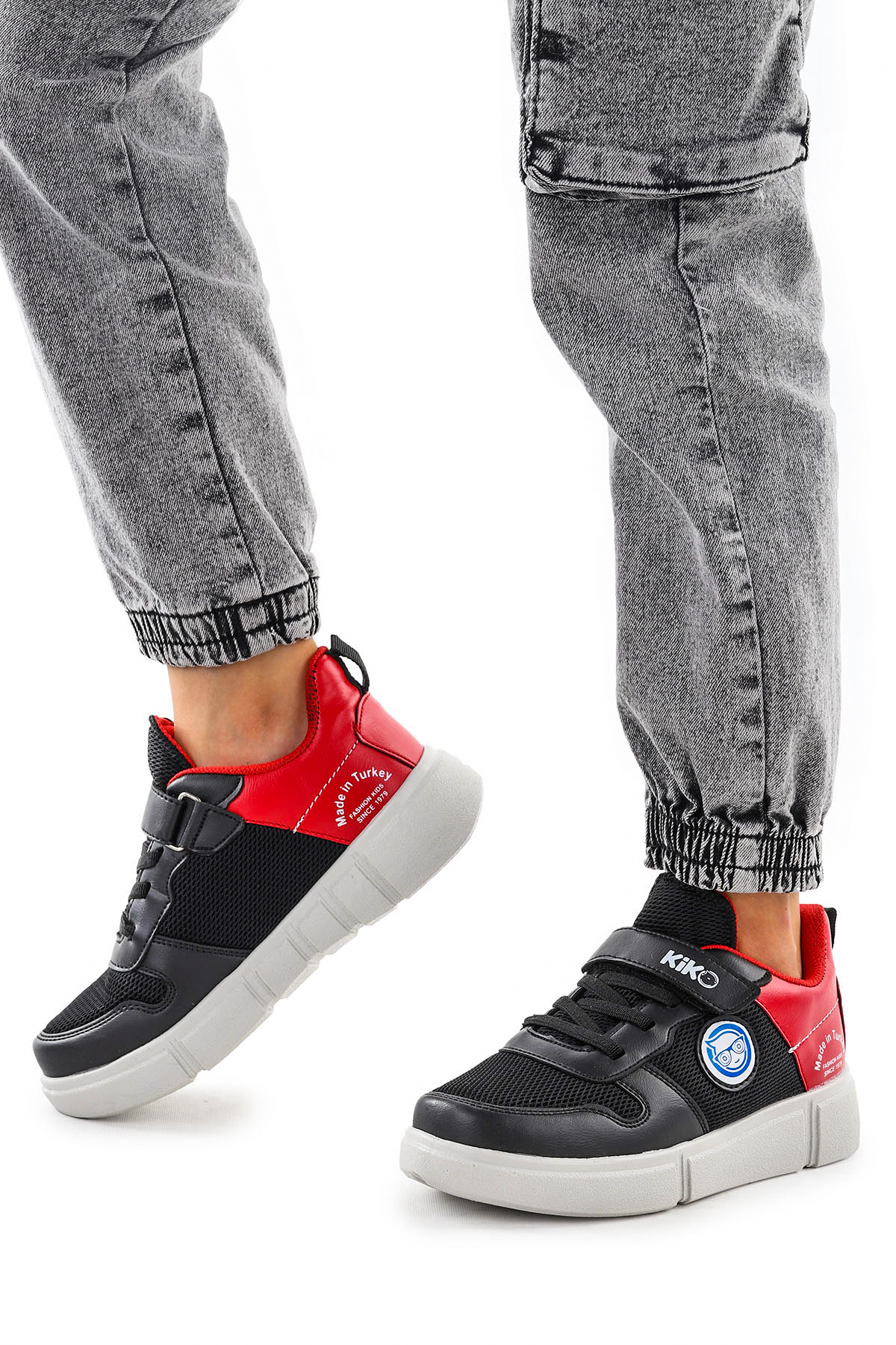 Nicce Cırtlı Fileli Erkek Çocuk Spor Ayakkabı Siyah - Kırmızı - Görsel 3