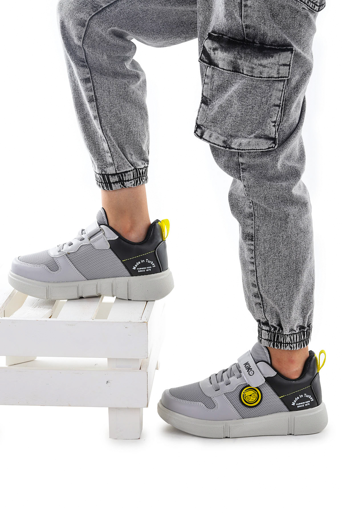 Nicce Cırtlı Fileli Erkek Çocuk Spor Ayakkabı Buz - Siyah - Görsel 4