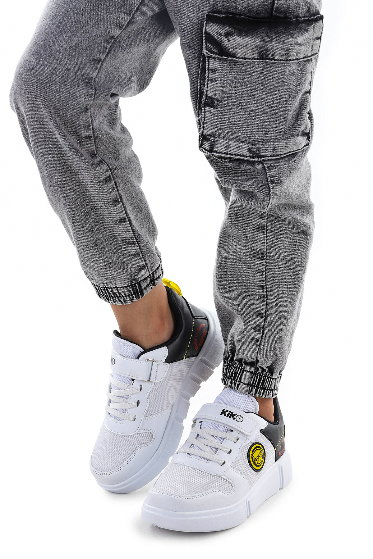 Nicce Cırtlı Fileli Erkek Çocuk Spor Ayakkabı Beyaz - Siyah - Görsel 3