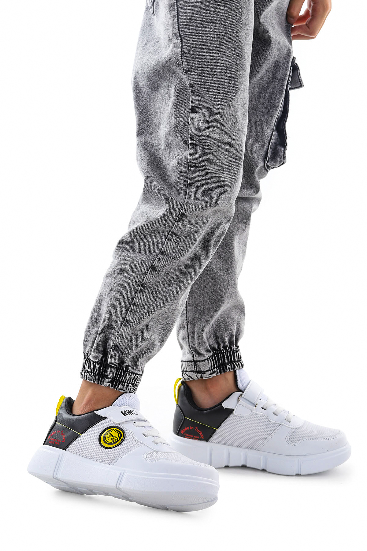 Nicce Cırtlı Fileli Erkek Çocuk Spor Ayakkabı Beyaz - Siyah - Görsel 4