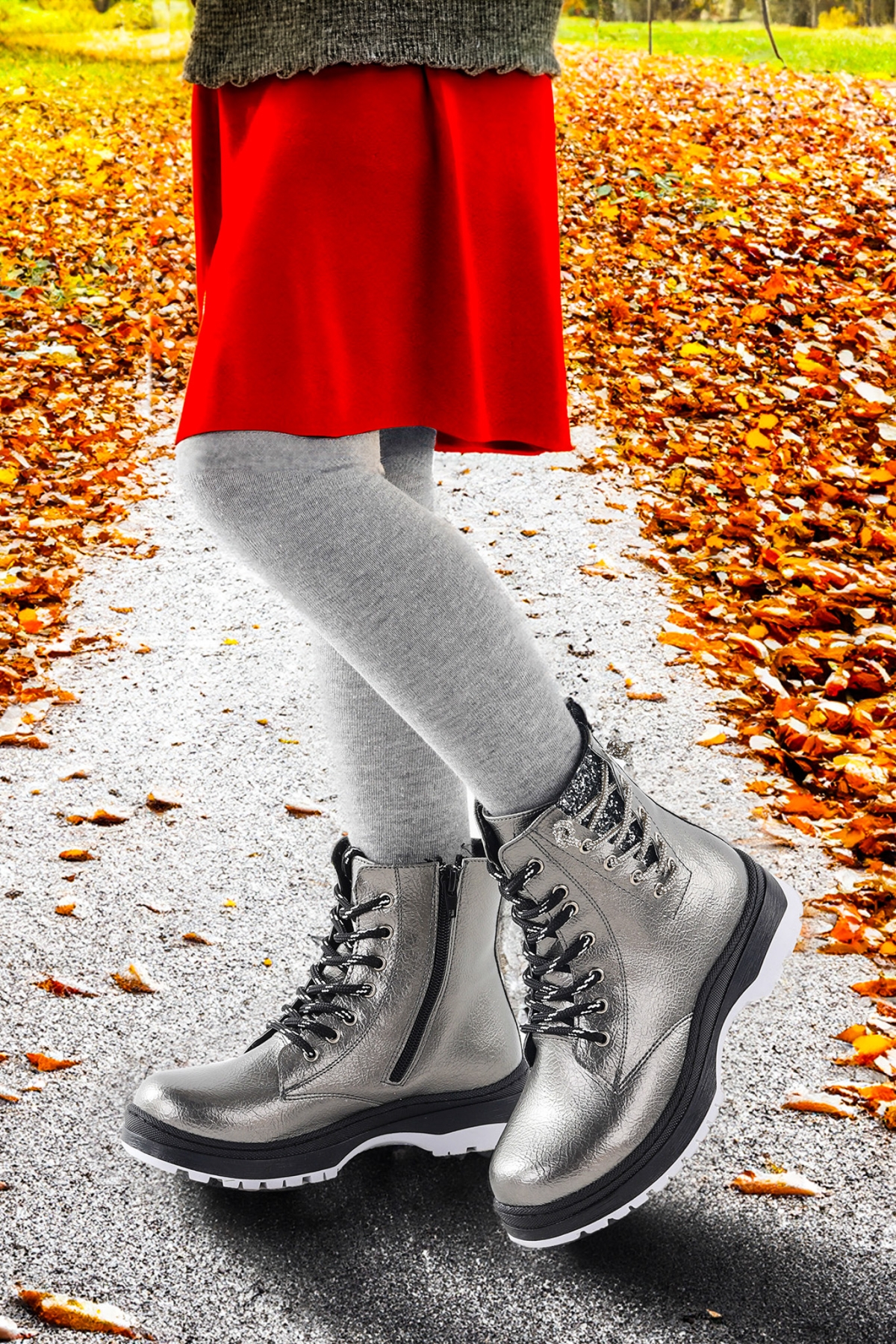 Capsule kırışık Taşlı Termo Taban Kız Çocuk Bot Platin - Görsel 3