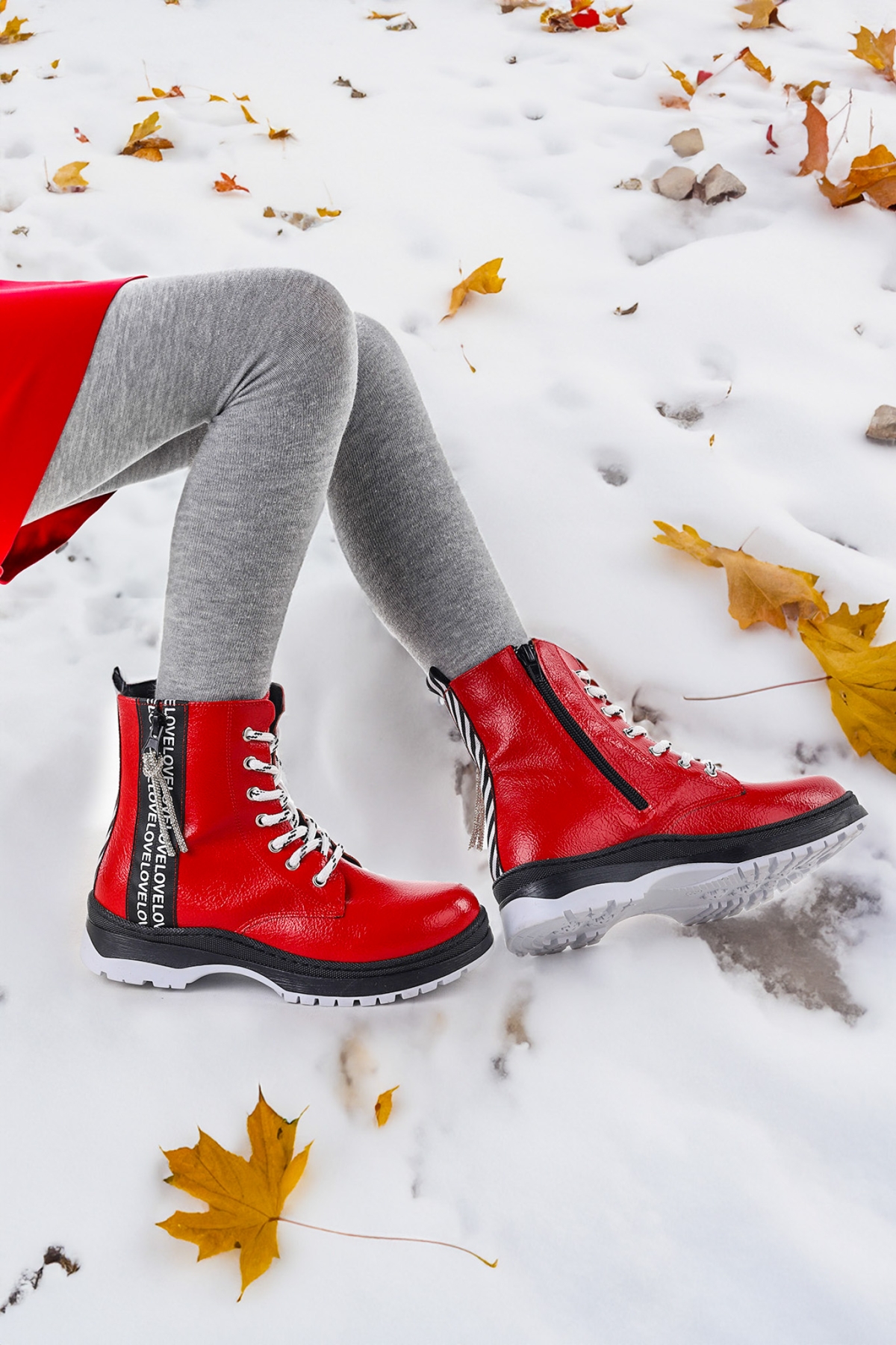 Love Çatlak Termo Taban Kız Çocuk Bot Kırmızı - Görsel 4