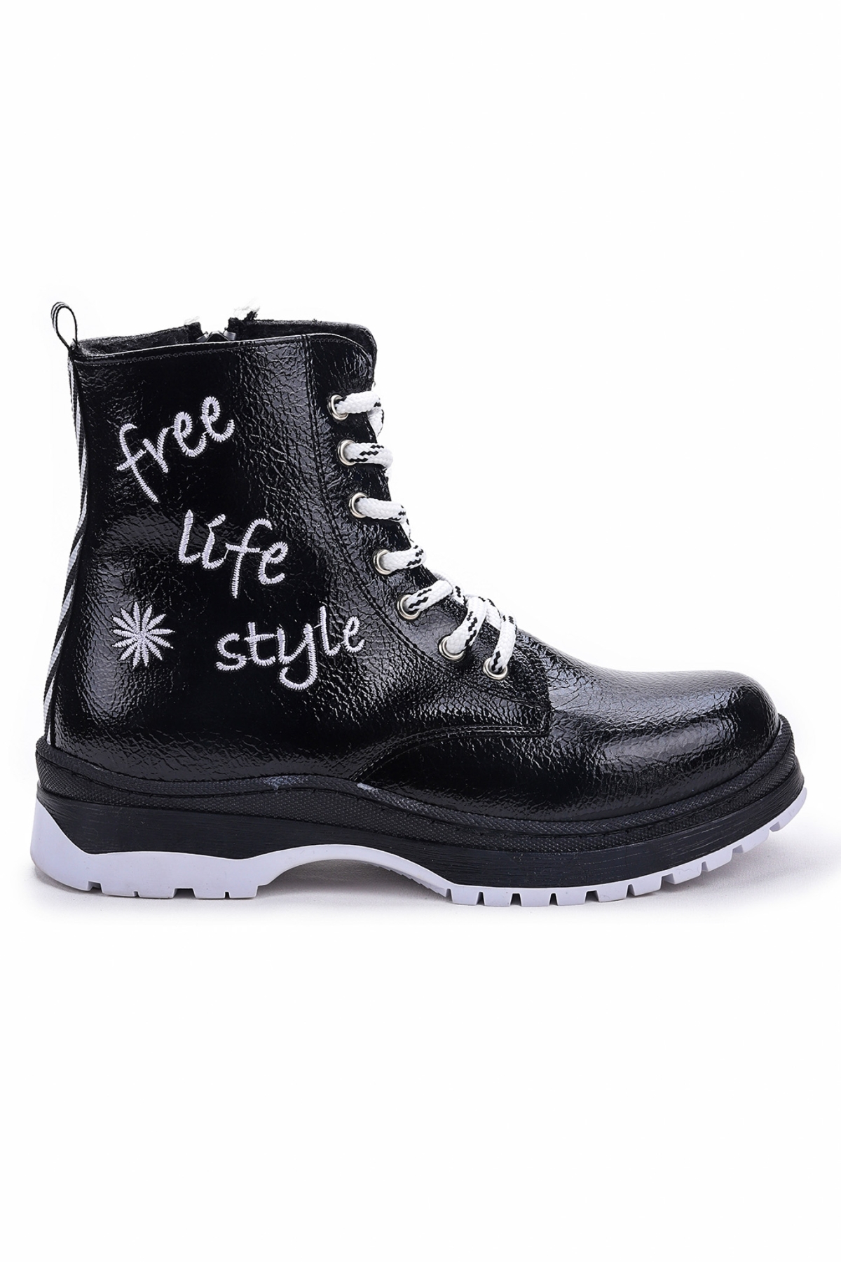 Kiko Kids Free çatlak Termo Taban Kız Çocuk Bot Siyah - Beyaz - Görsel 6