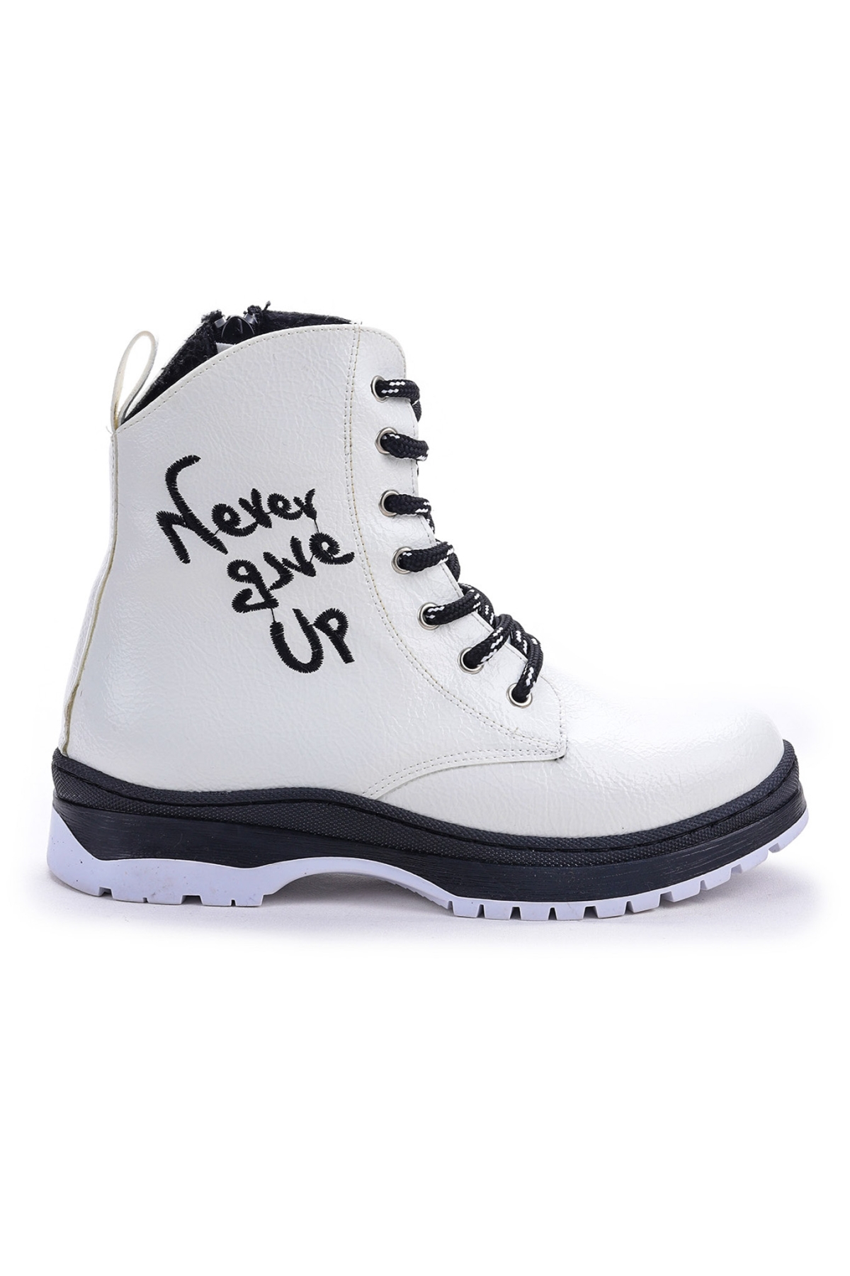 Never Çatlak Termo Taban Kız Çocuk Bot Beyaz - Siyah - Görsel 5