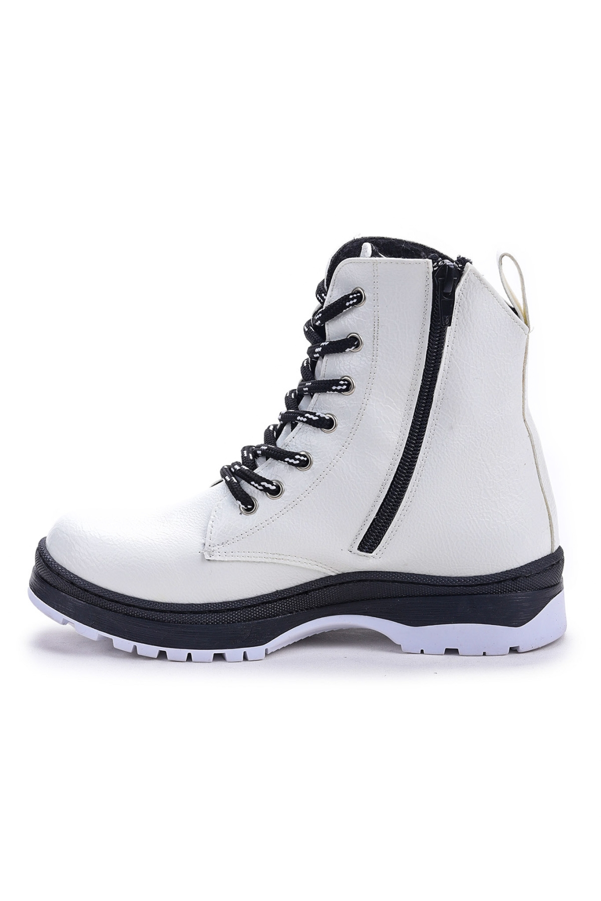 Never Çatlak Termo Taban Kız Çocuk Bot Beyaz - Siyah - Görsel 6