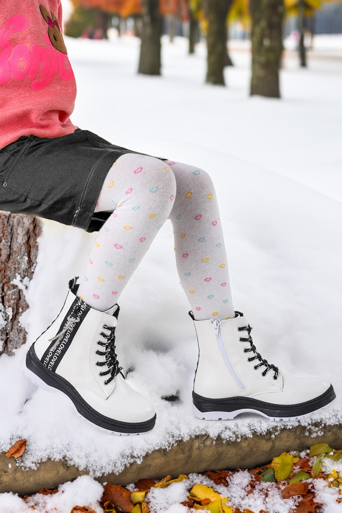 Love Çatlak Termo Taban Kız Çocuk Bot Beyaz - Görsel 4