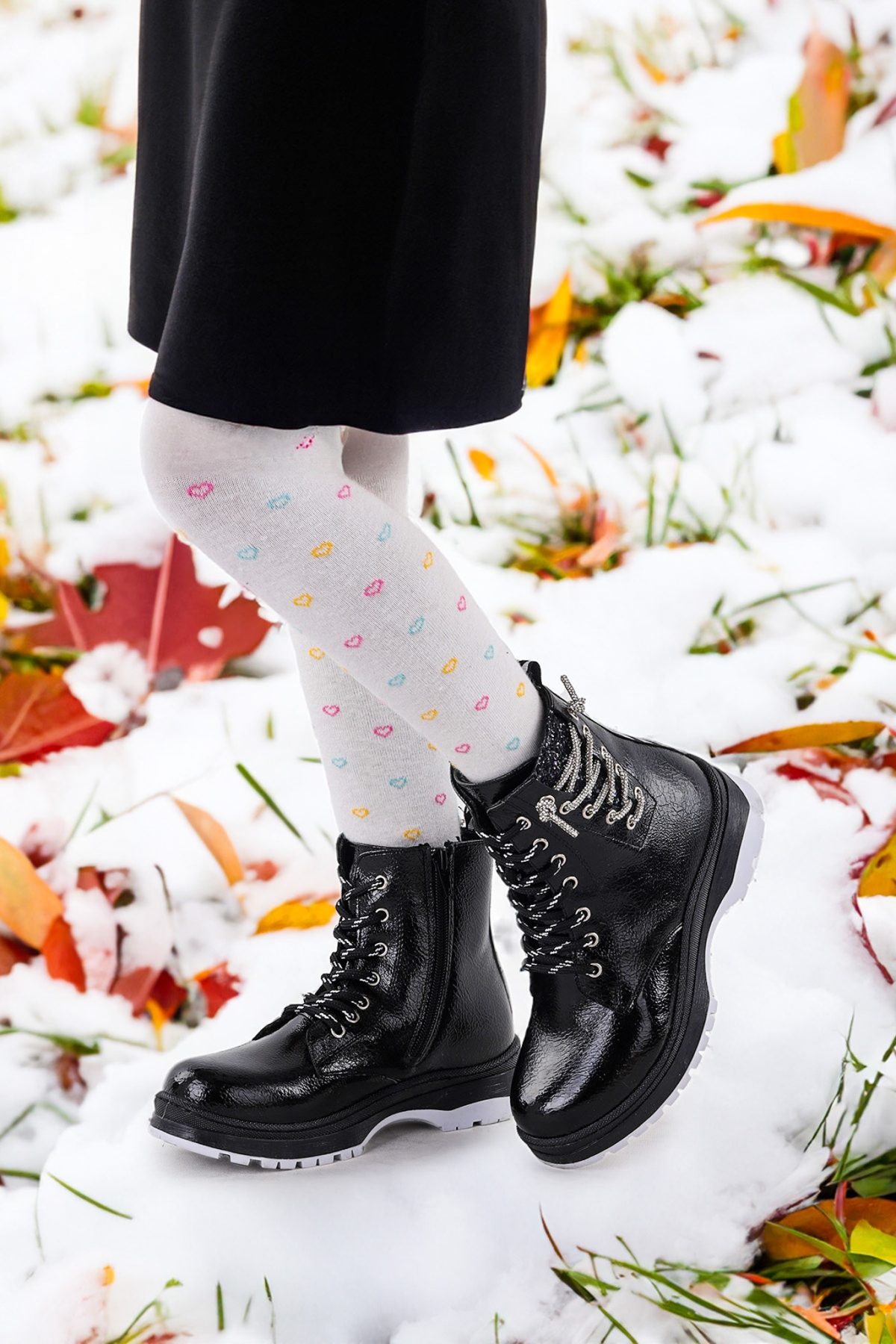 Capsule kırışık Taşlı Termo Taban Kız Çocuk Bot Siyah - Görsel 3