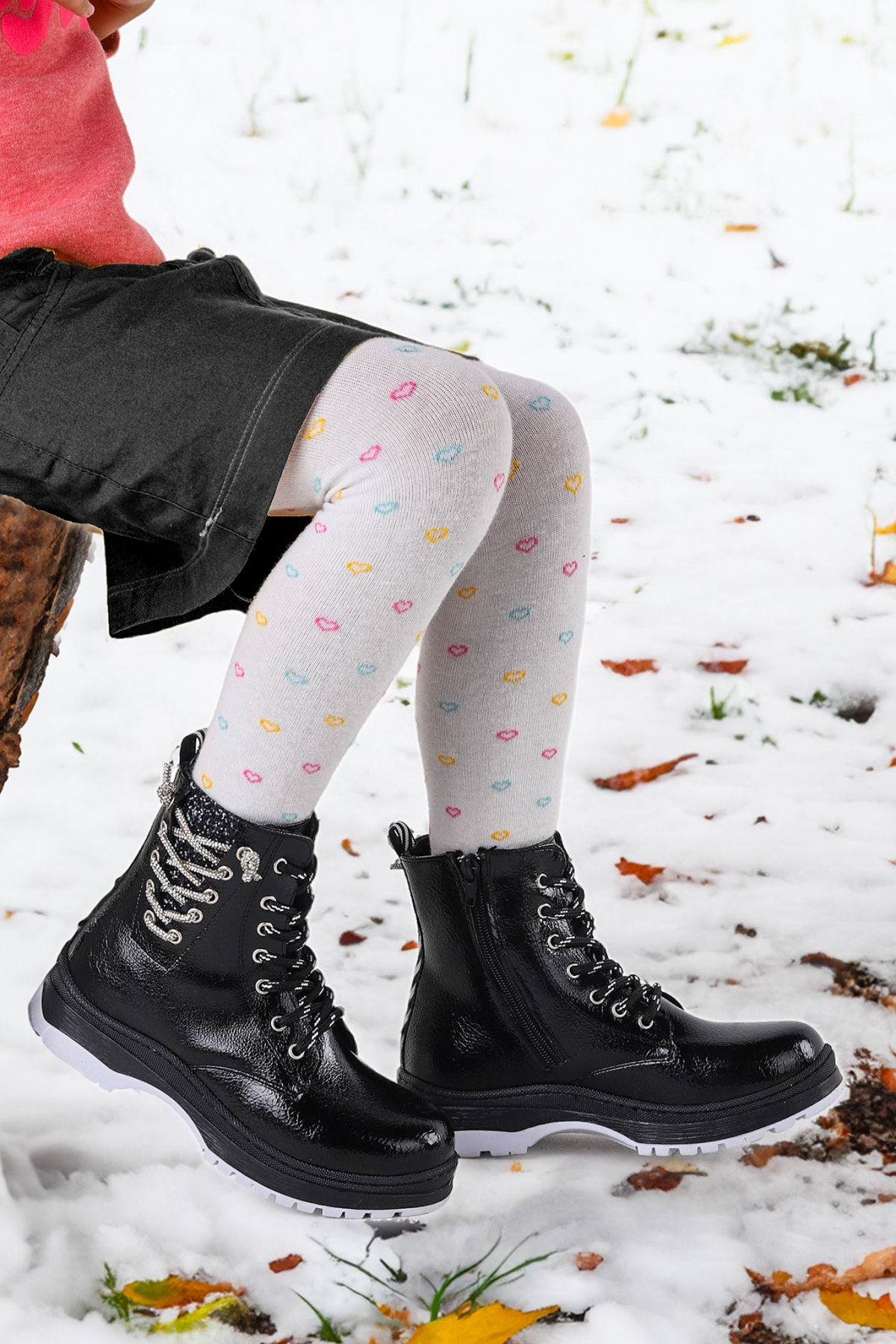 Capsule kırışık Taşlı Termo Taban Kız Çocuk Bot Siyah - Görsel 4
