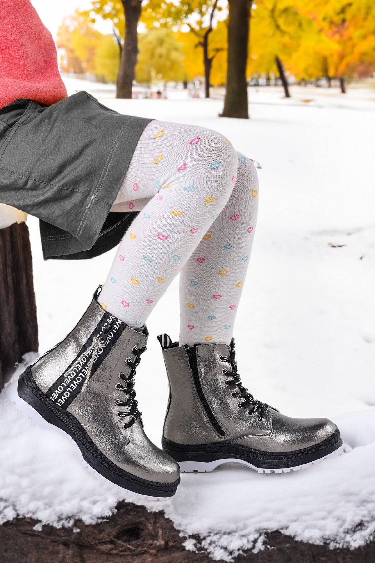 Love Çatlak Termo Taban Kız Çocuk Bot Platin - Görsel 4