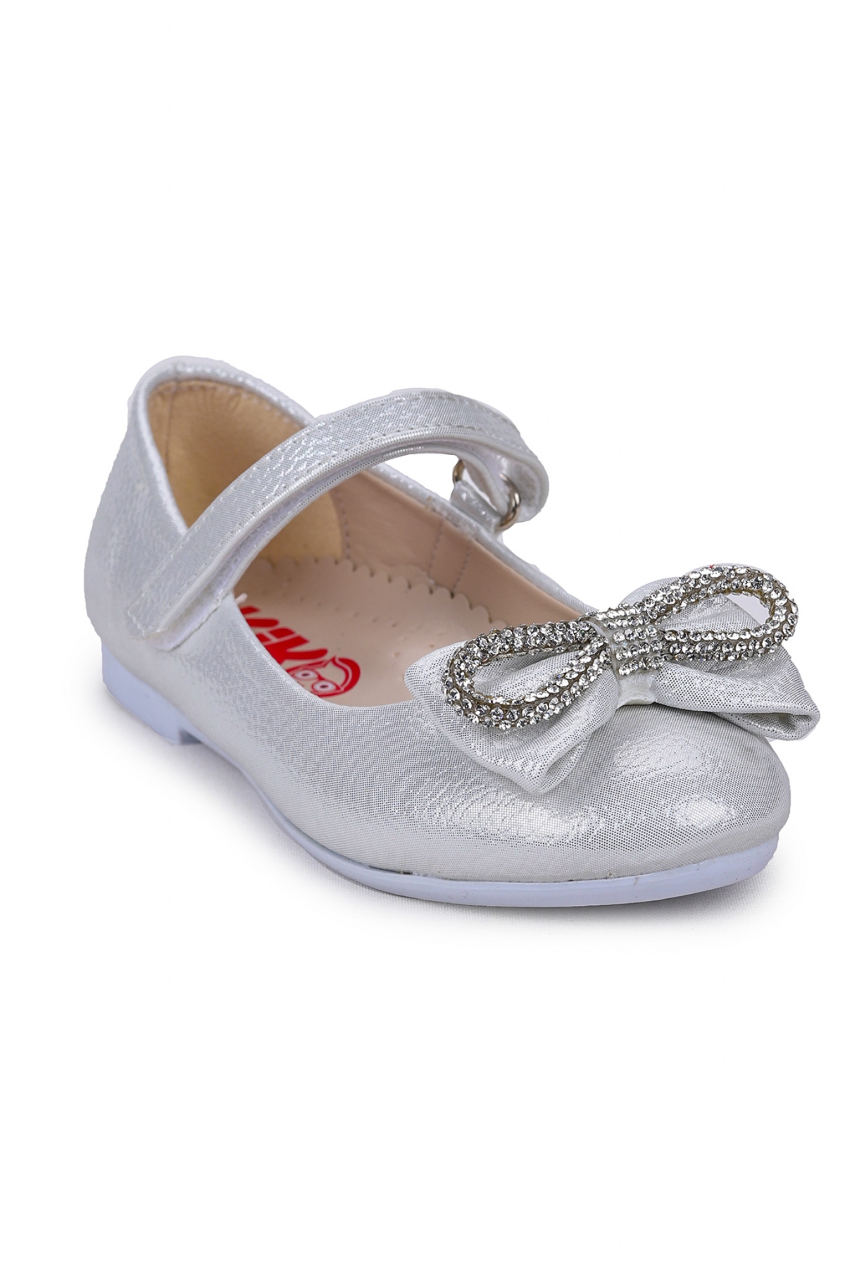 Bowtie Papyon Taşlı Cırtlı Kız Çocuk Babet Ayakkabı Sedef - Görsel 6