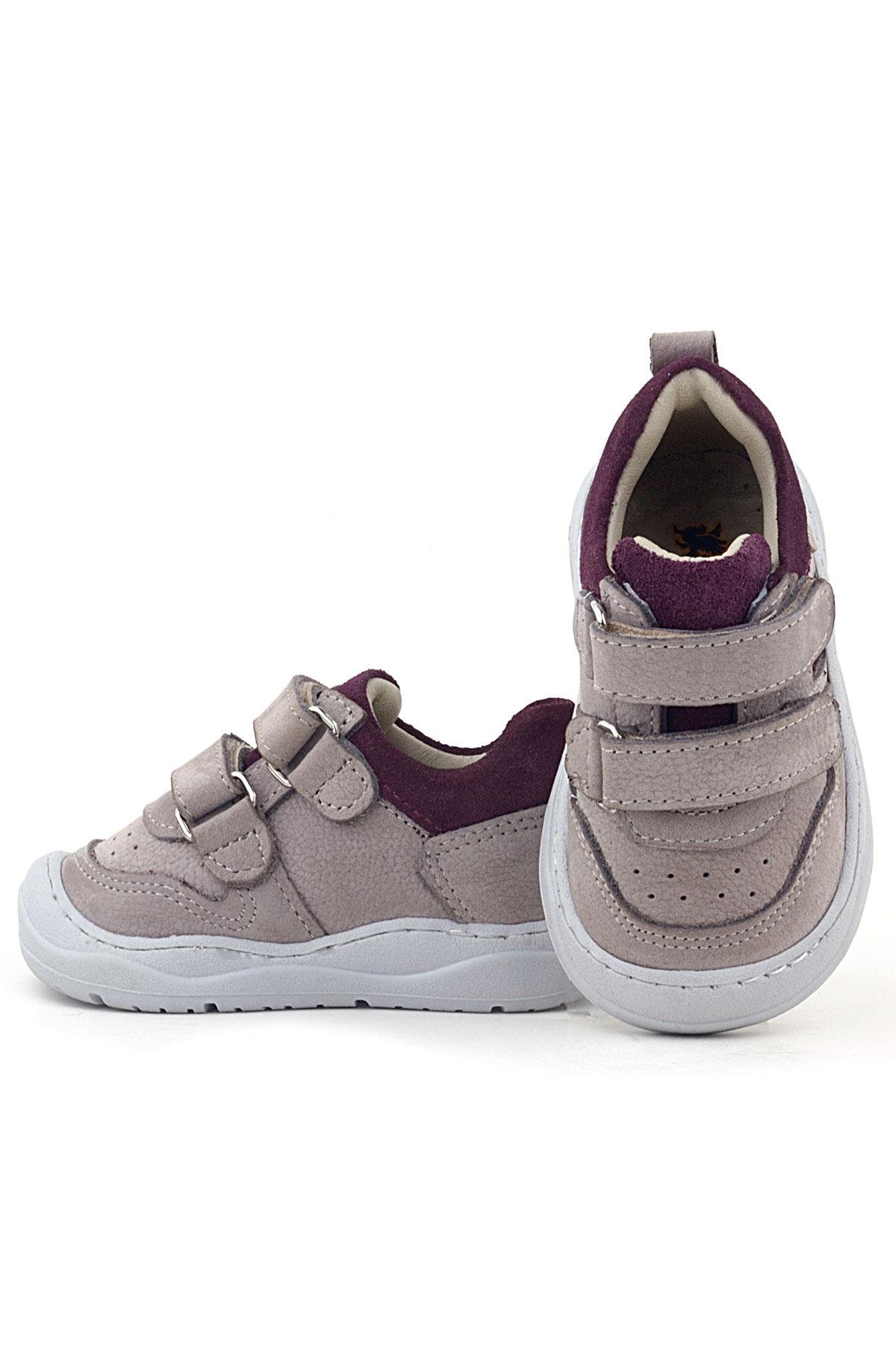 Schaggy Hakiki Deri Açık Bej Bordo Bebek Spor Ayakkabı - Görsel 7