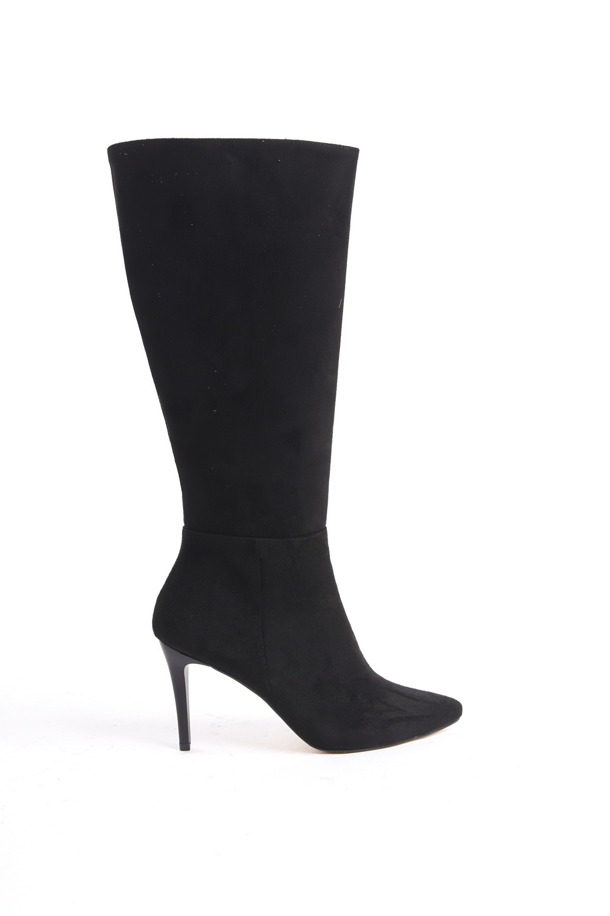 İlibri Siyah Süet İnce Topuklu Klasik Çizme - Görsel 5