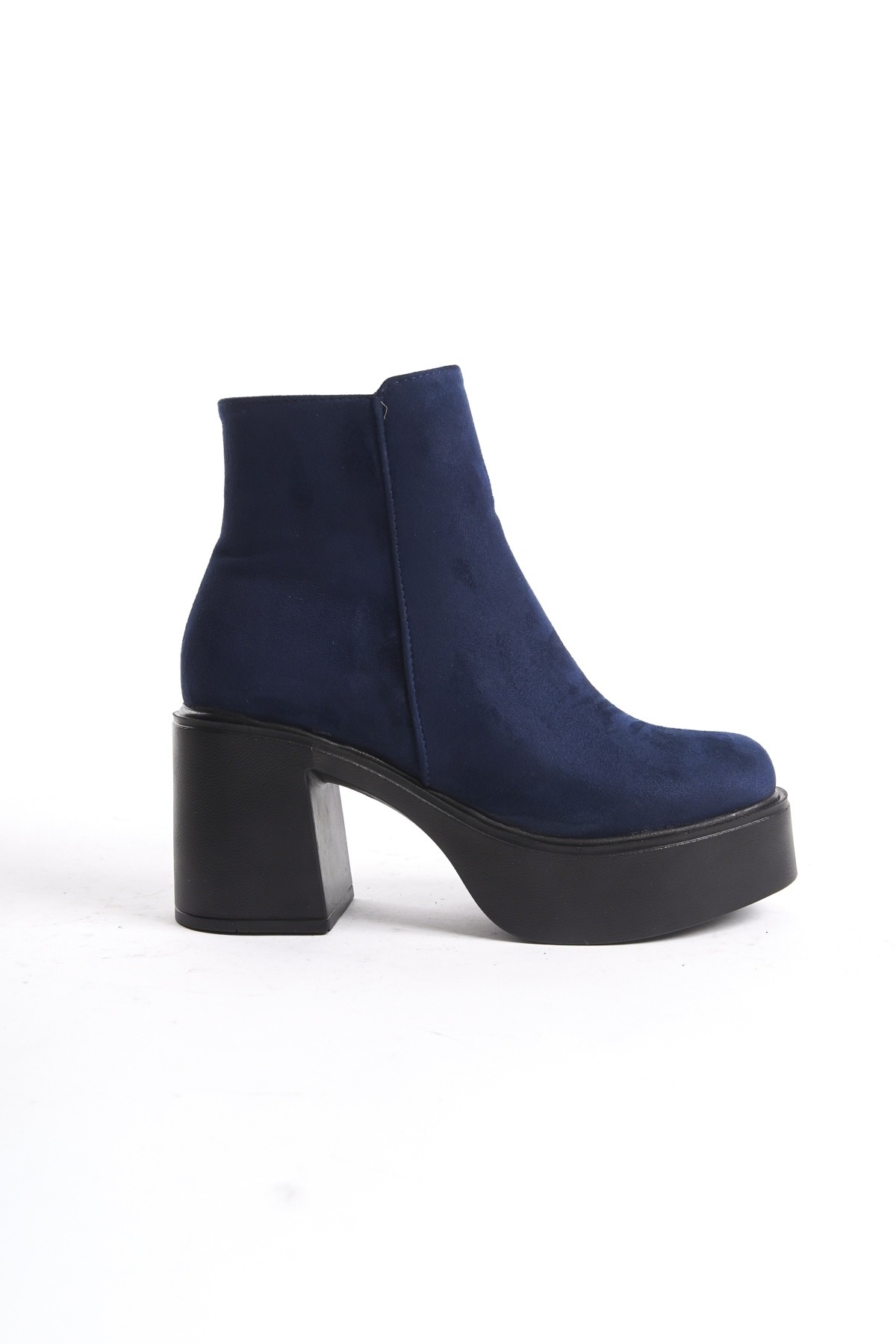 Hancez Lacivert Süet Kalın Platform Topuklu Kadın Bot - Görsel 5