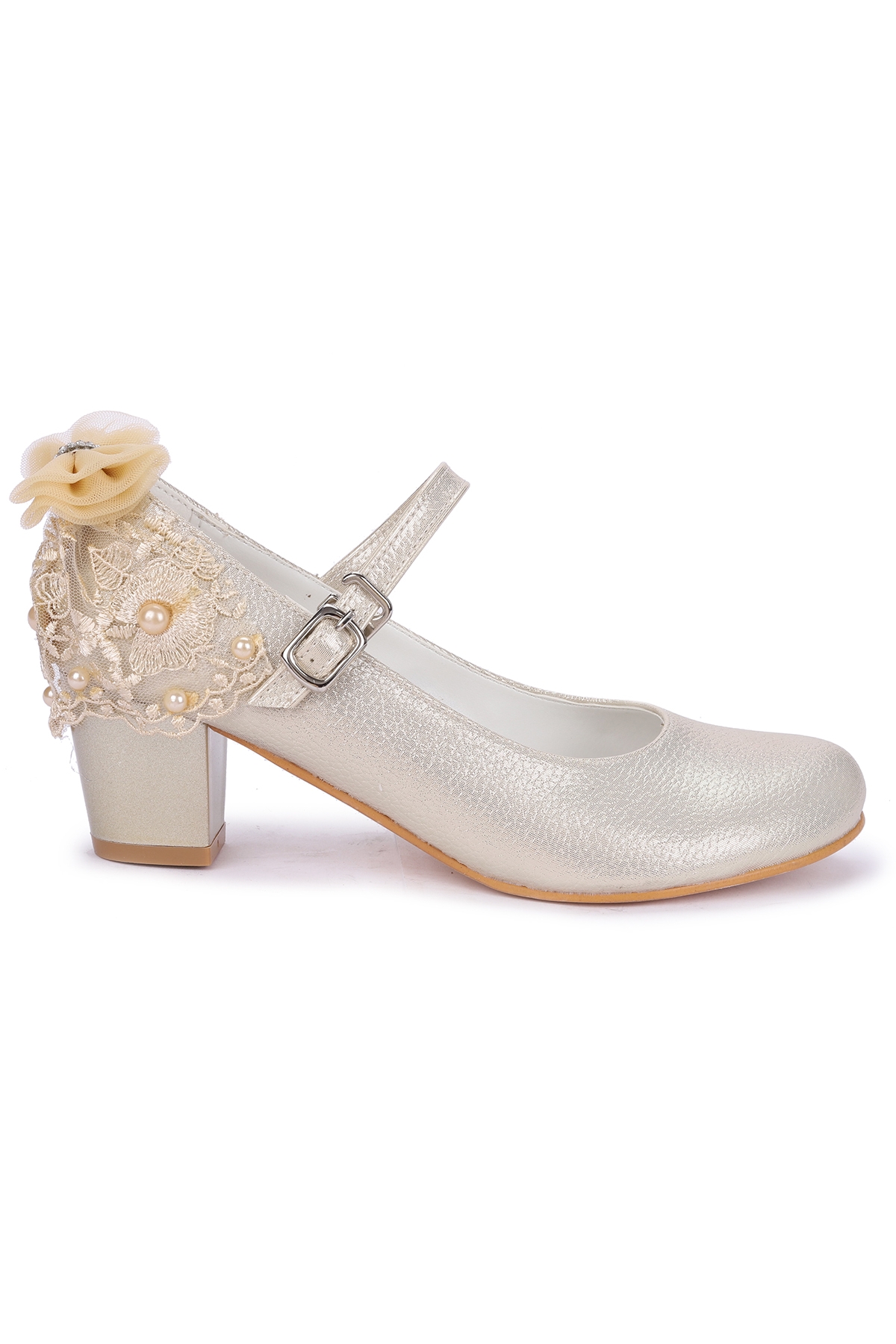 Cara Vakko Günlük Kız Çocuk 4 Cm Topuklu Abiye Ayakkabı Altın - Görsel 6