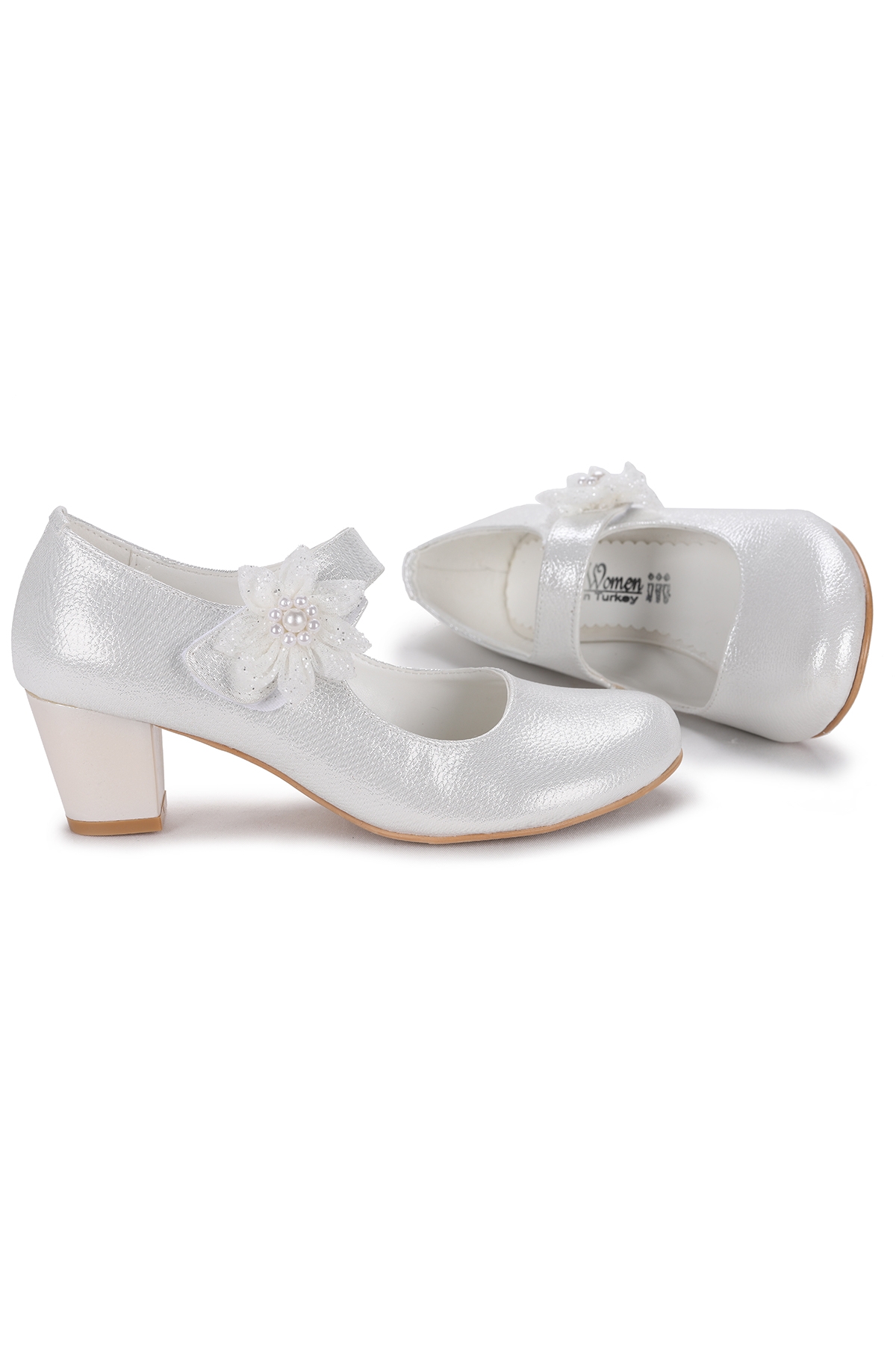 Angelina Vakko Günlük Kız Çocuk 4 Cm Topuklu Abiye Ayakkabı Sedef - Görsel 5