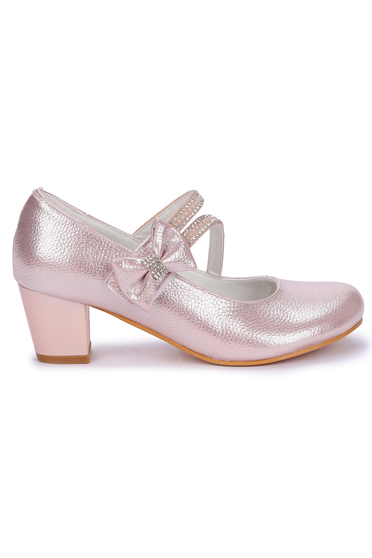 Aisha Vakko Günlük Kız Çocuk 4 Cm Topuklu Abiye Ayakkabı Pudra - Görsel 6