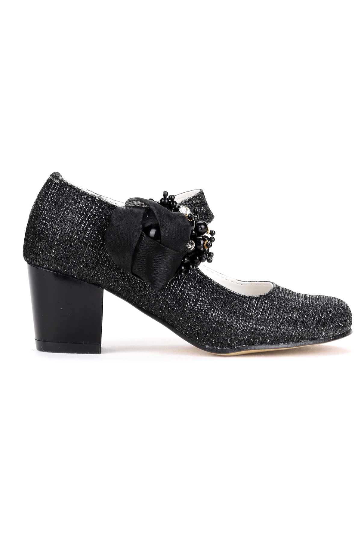 Angelina Çupra Günlük Kız Çocuk 4 Cm Topuklu Abiye Ayakkabı Siyah - Görsel 4