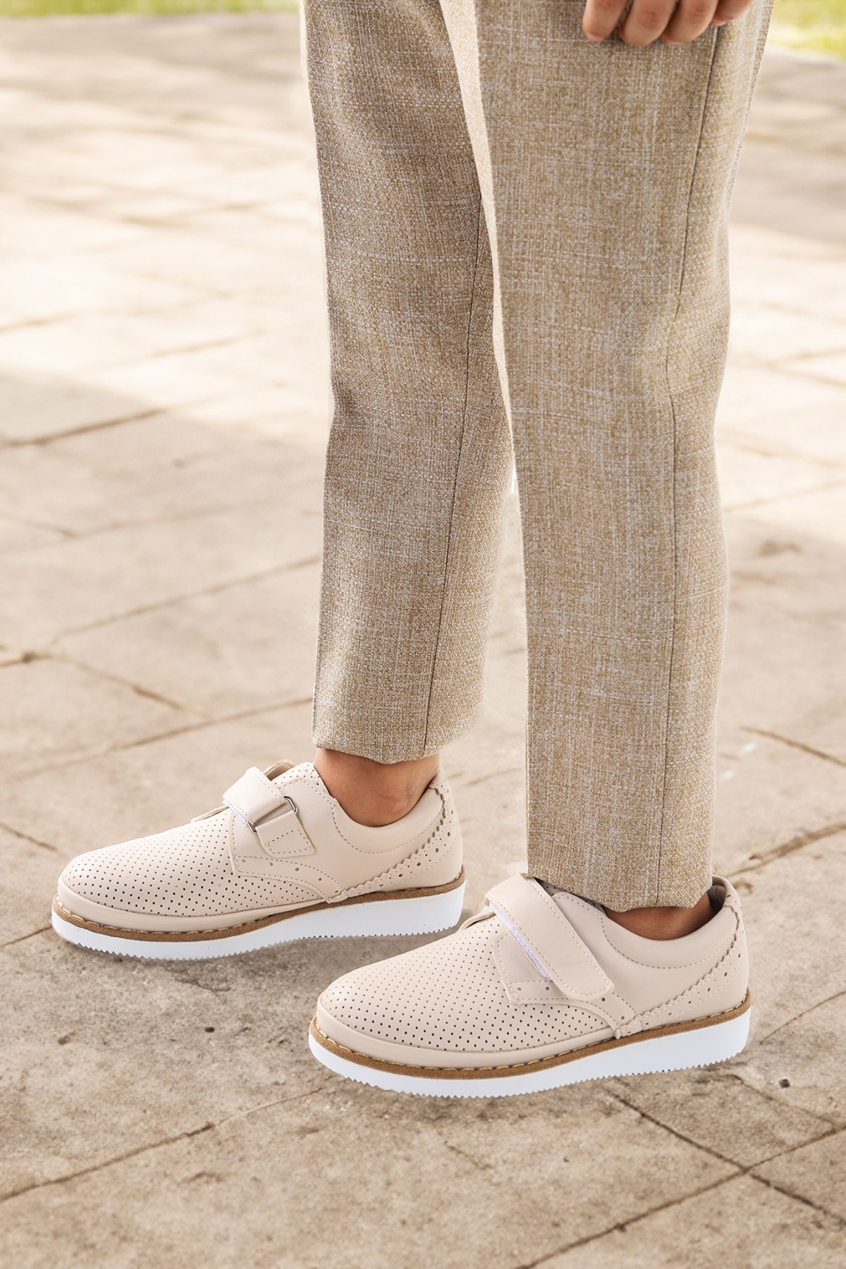 Circum Cilt Cırtlı Erkek Çocuk Okul Sünnet Ayakkabısı Bej - Görsel 3