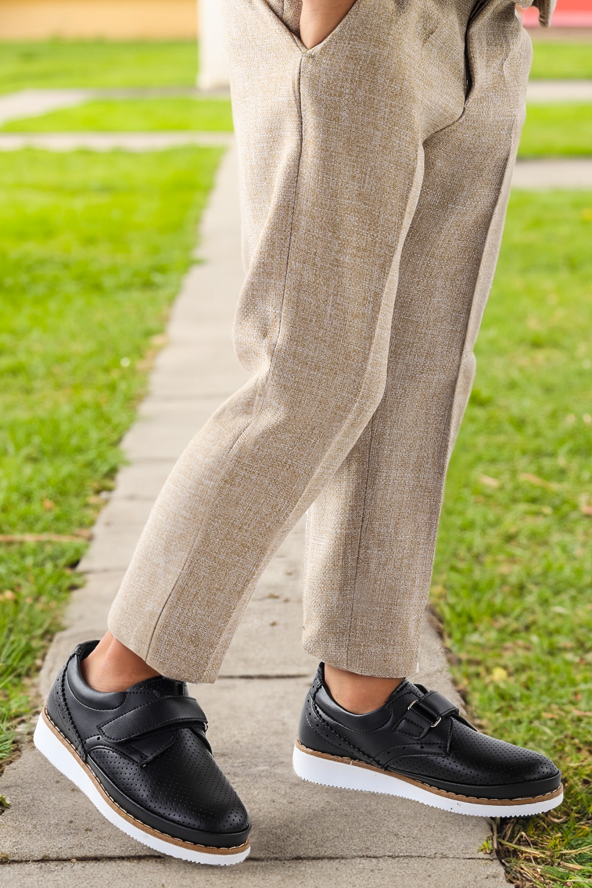 Circum Cilt Cırtlı Erkek Çocuk Okul Sünnet Ayakkabısı Siyah - Görsel 3