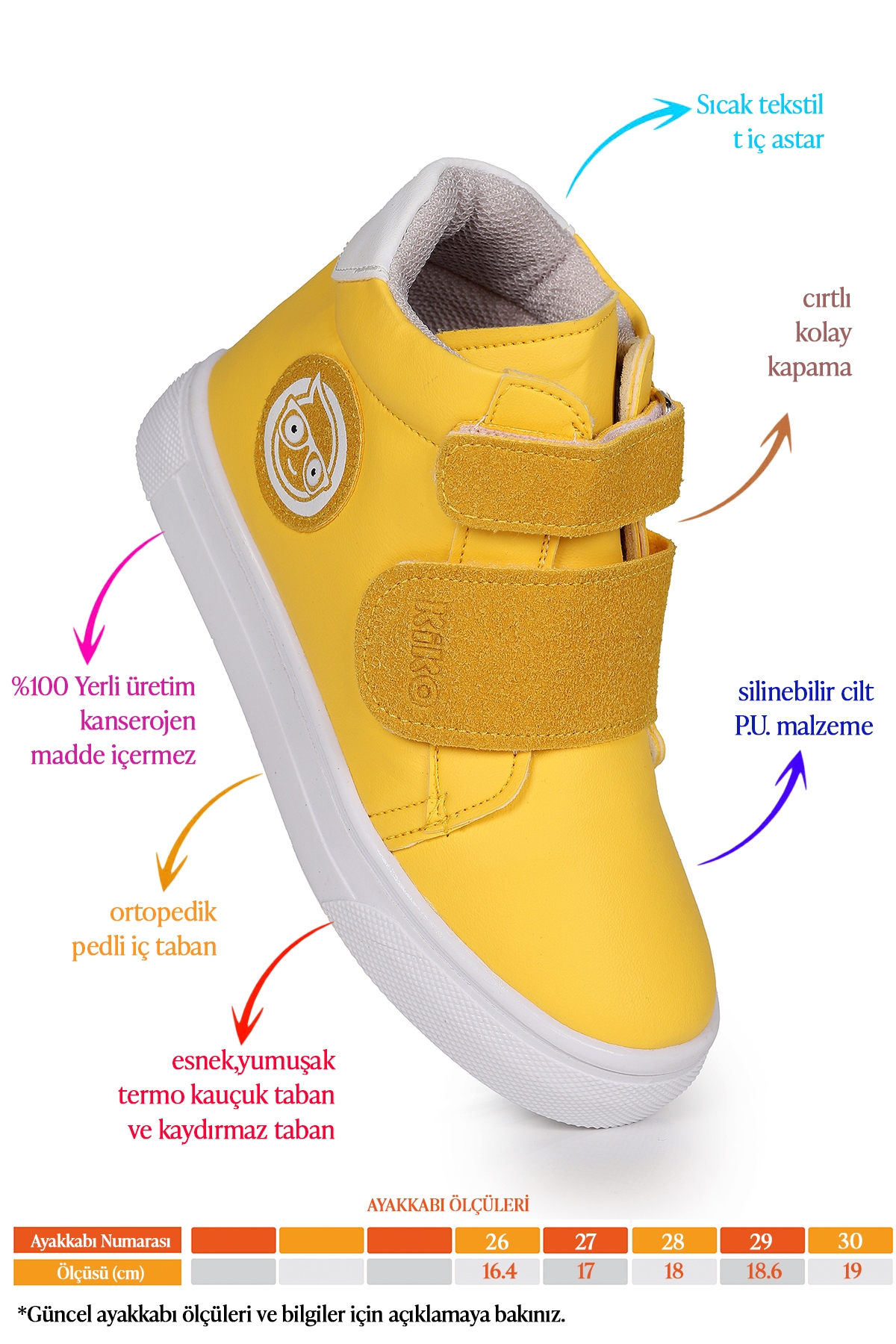 Coyote Cırtlı Erkek Çocuk Günlük Bot Ayakkabı Sarı - Görsel 3