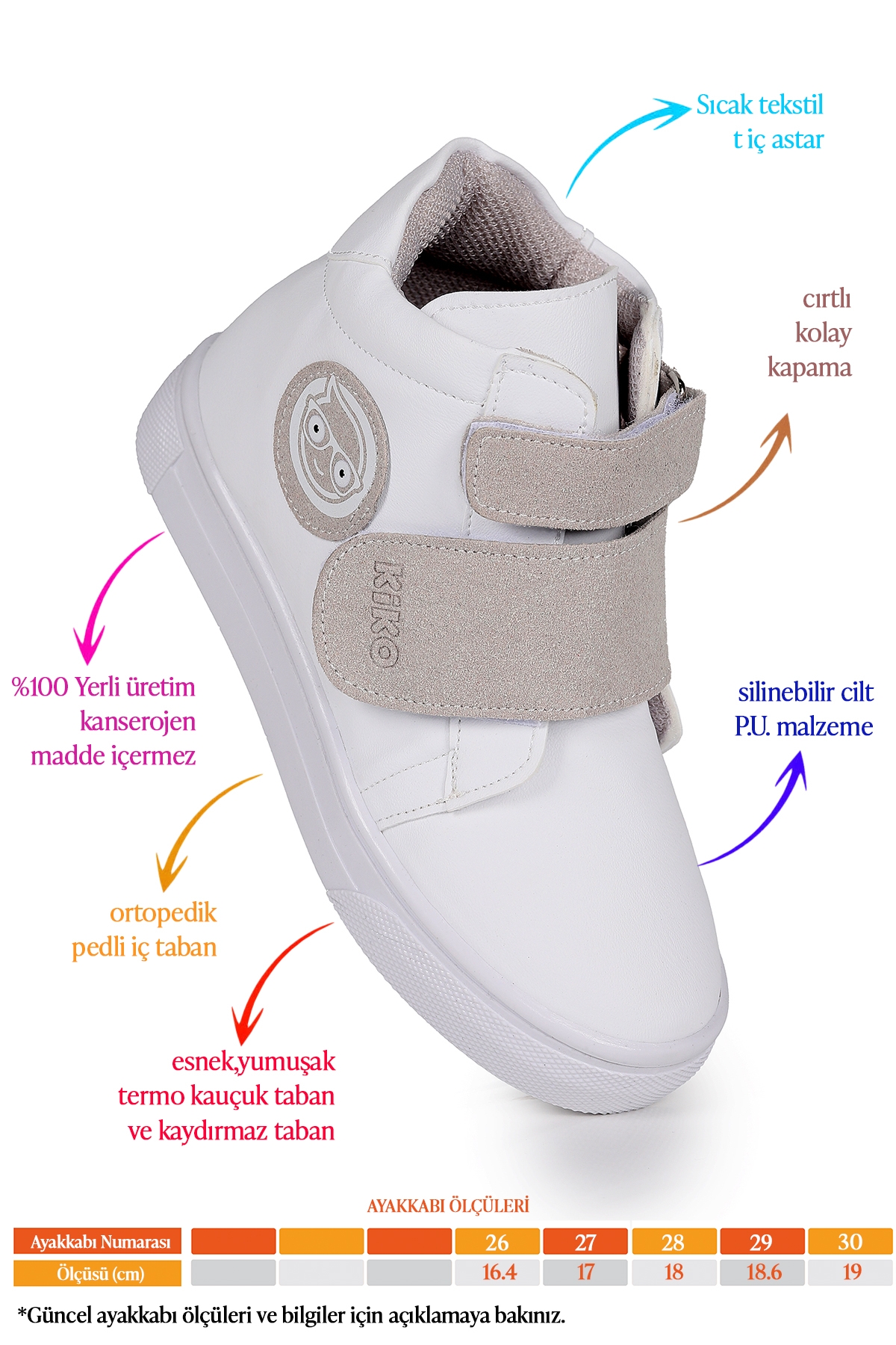 Coyote Cırtlı Kız Çocuk Günlük Bot Ayakkabı Beyaz - Görsel 3