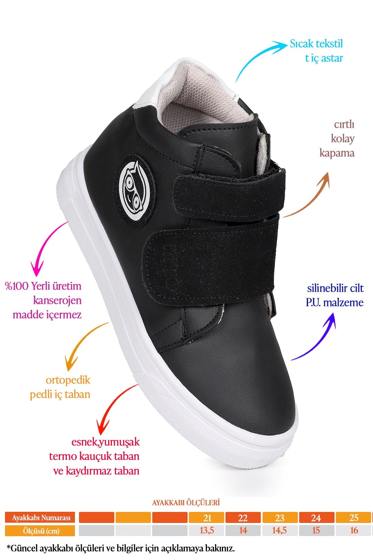 Coyote Cırtlı Erkek Bebek Günlük Bot Ayakkabı Siyah - Görsel 3