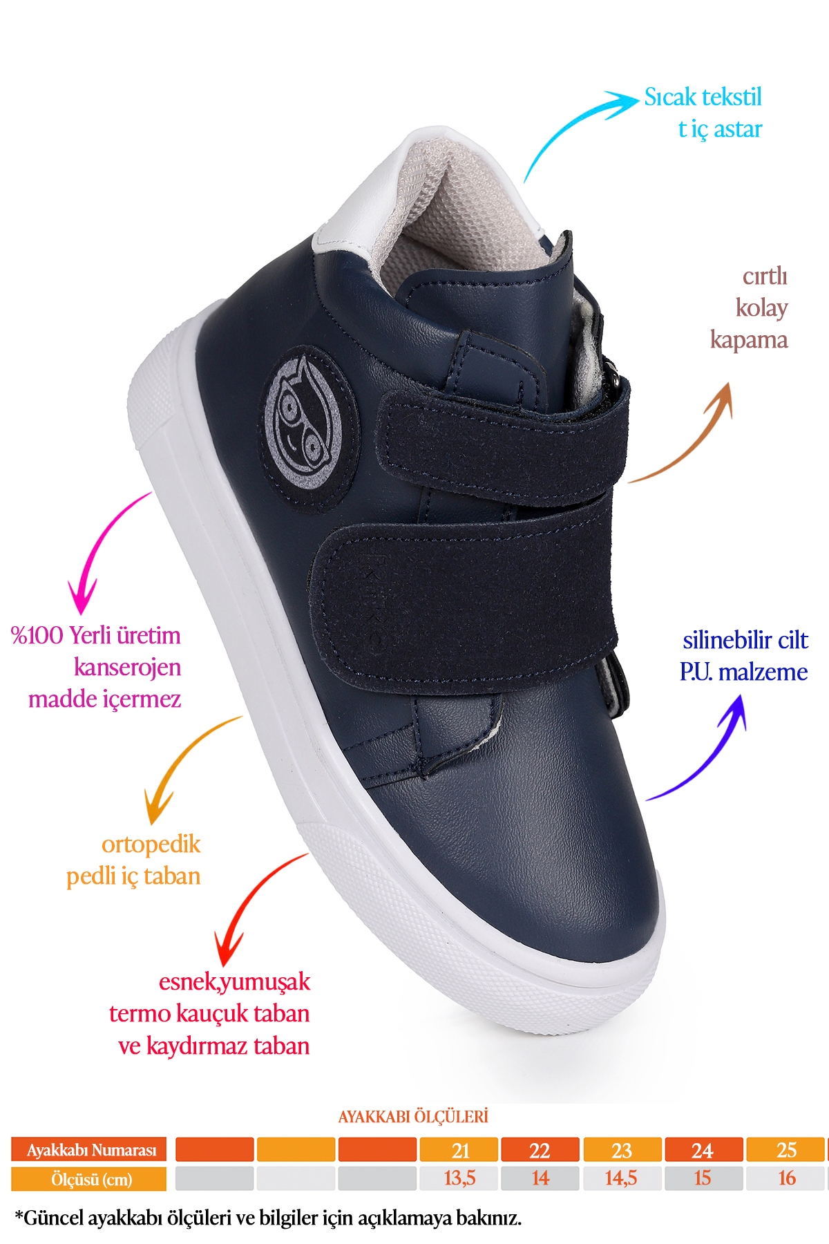 Coyote Cırtlı Erkek Bebek Günlük Bot Ayakkabı Lacivert - Görsel 2