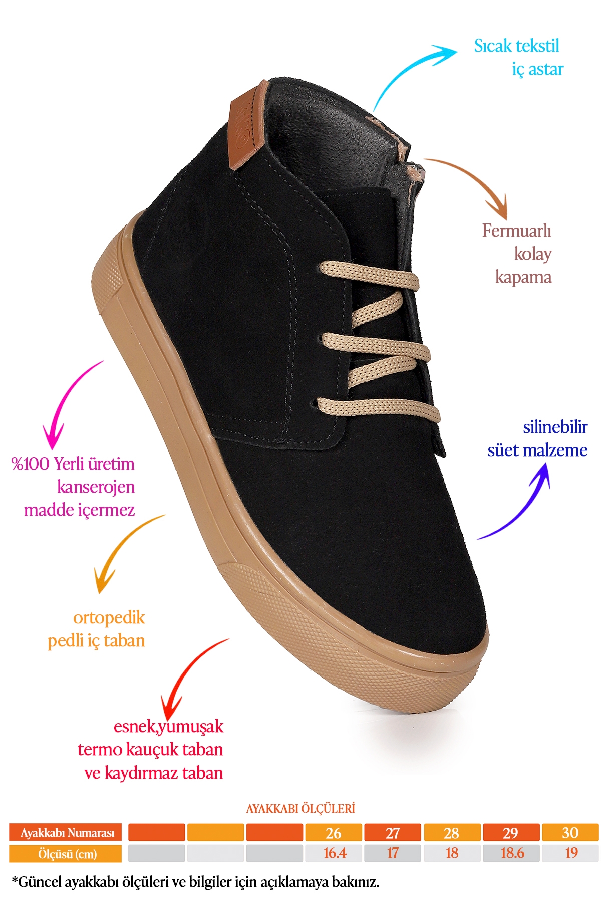 Homer Fermuarlı Erkek Çocuk Günlük Bot Ayakkabı Siyah - Görsel 3